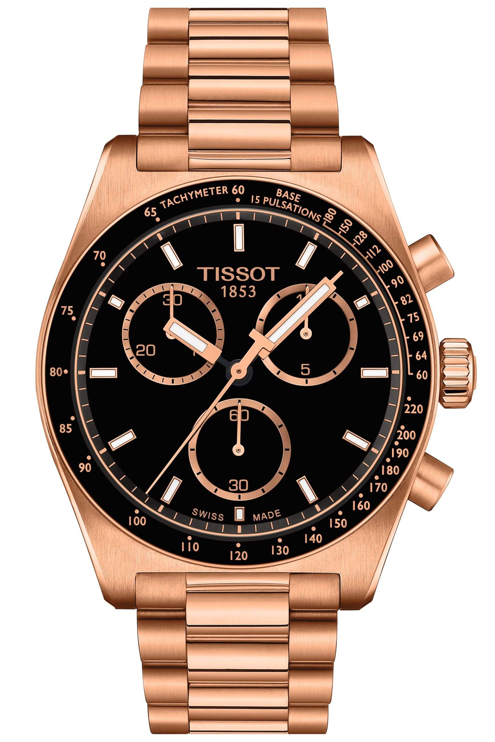 TISSOT -PR516 Chronograph men's watch rose gold black quartz sapphire crystal 40mm- T149.417.33.051.00