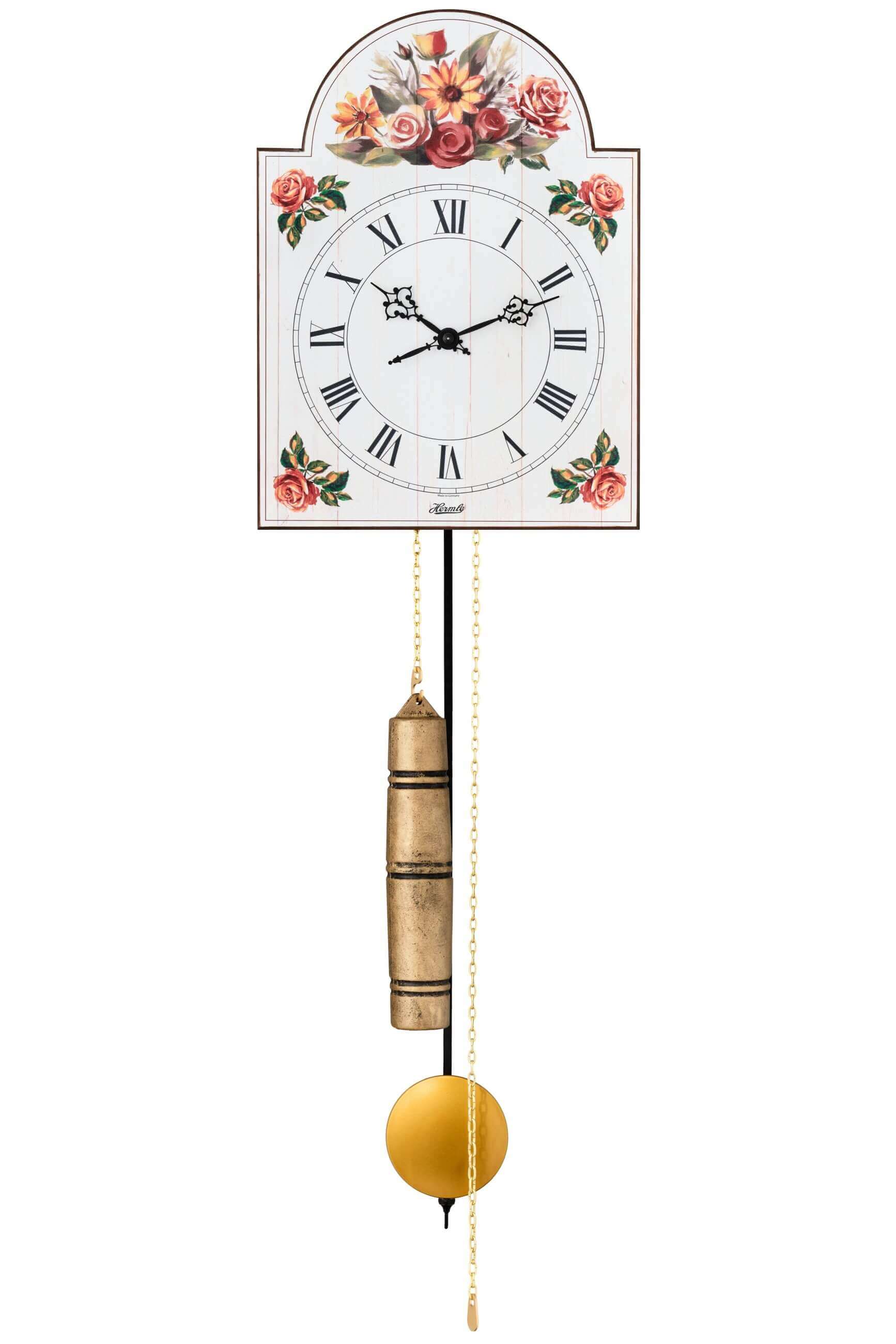 Hermle -Sign Clock White with Painting 8 Days Hourly Strike Mechanical 62cm- 61026-000711