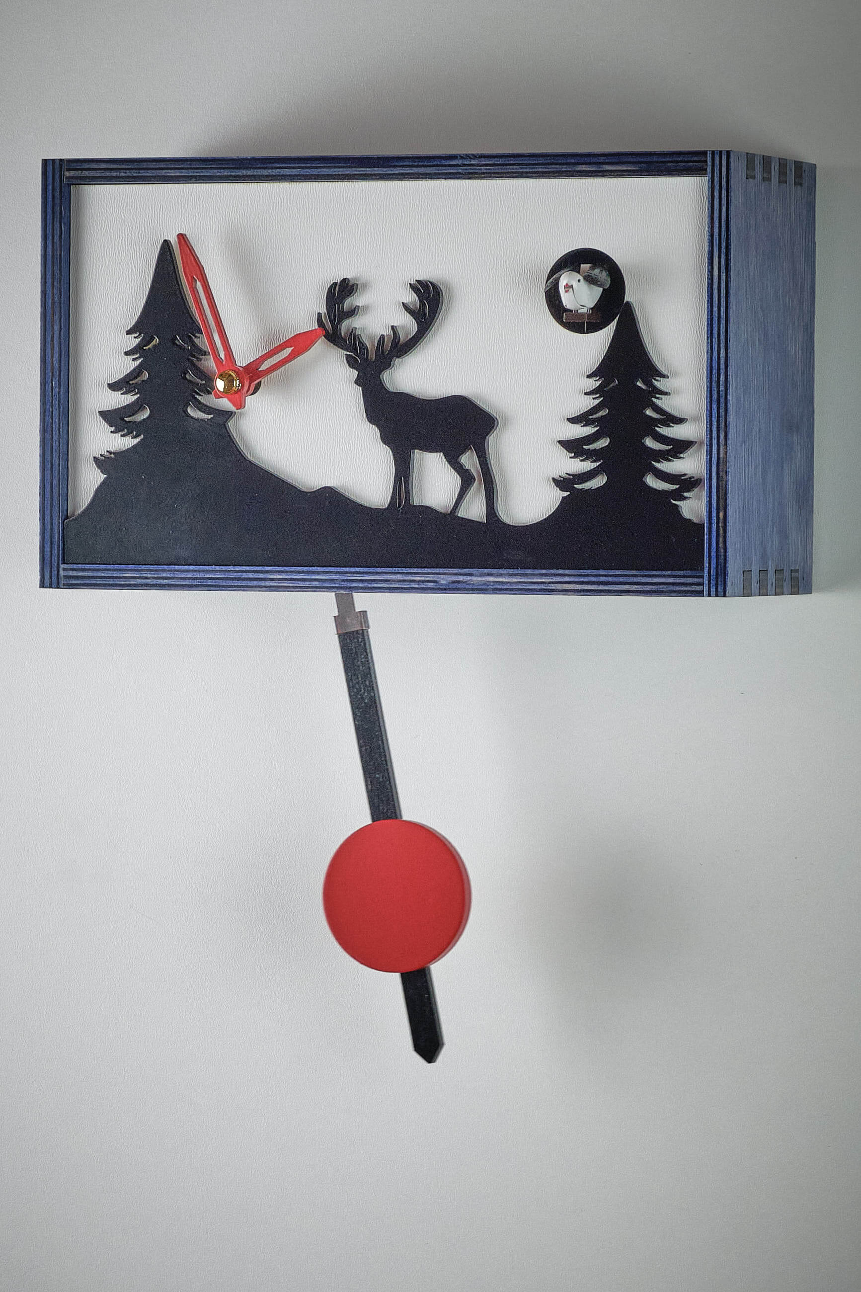 Trenkle -Cuckoo Clock Quartz Movement Modern Box Deer Blue 24cm- 3502 QM
