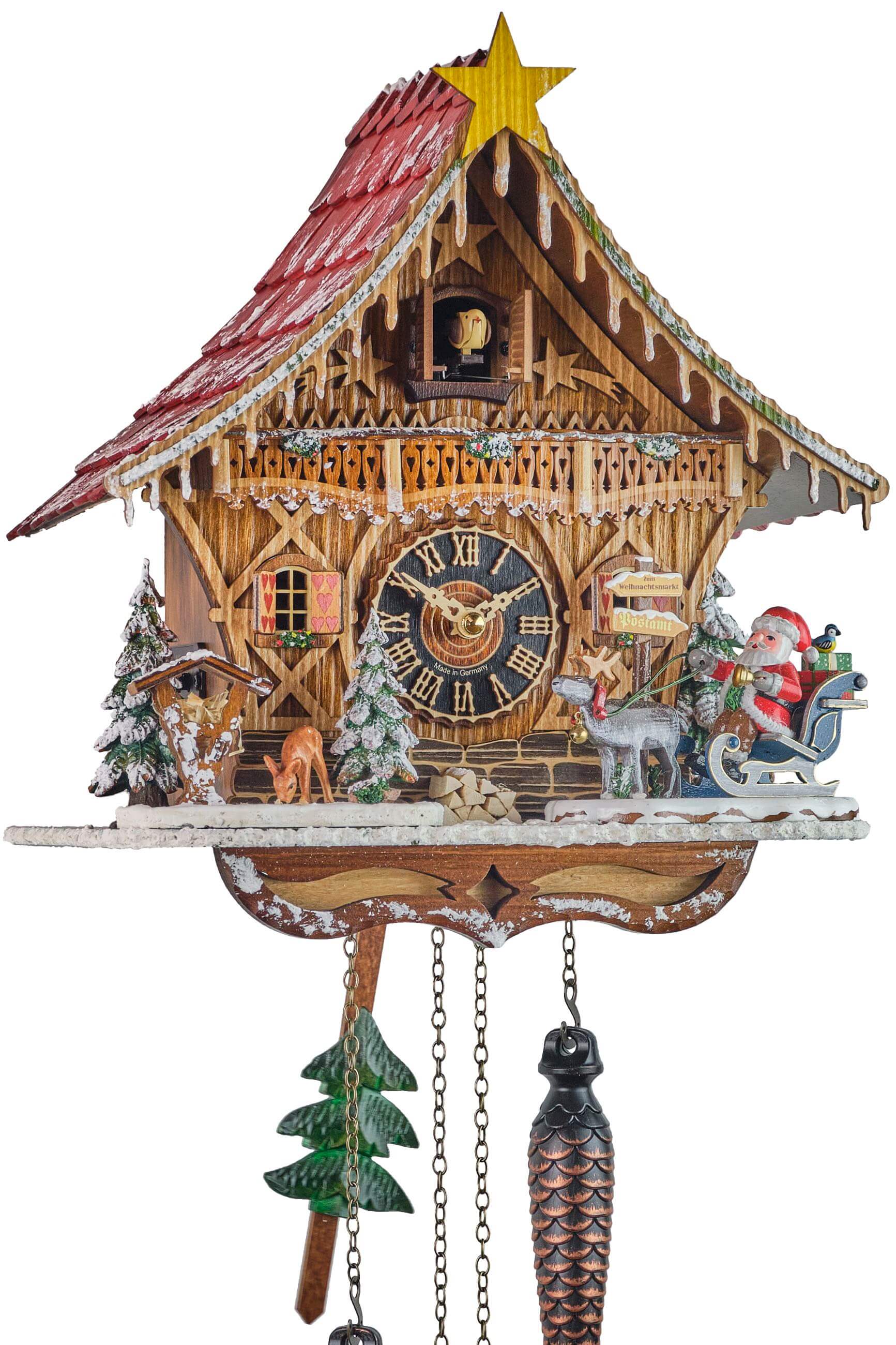 Hönes -Cuckoo Clock Quartz Movement Christmas 31cm- 6706QM