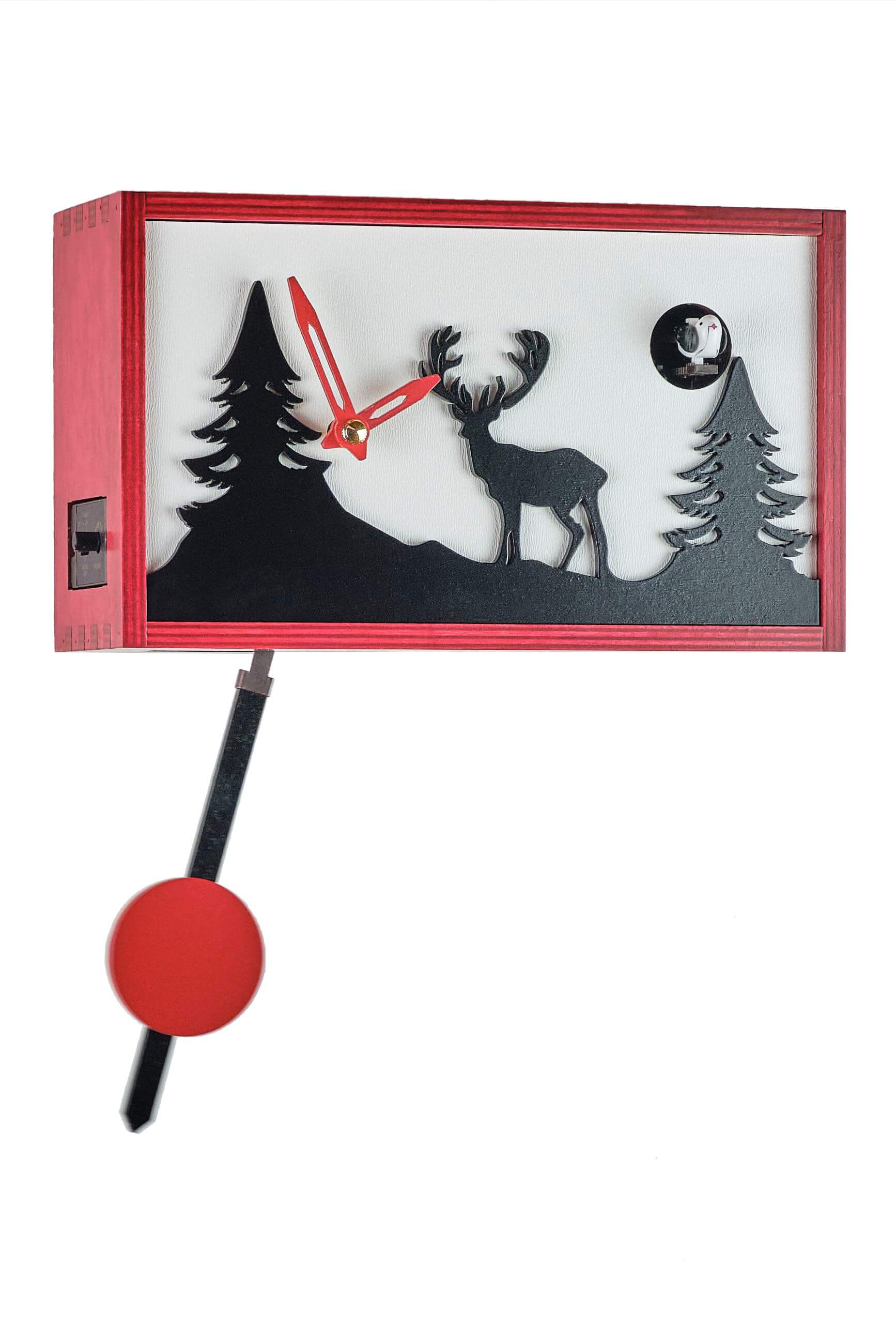 Trenkle -Cuckoo Clock Quartz Movement Modern Box Deer Red 24cm- 3504 QM