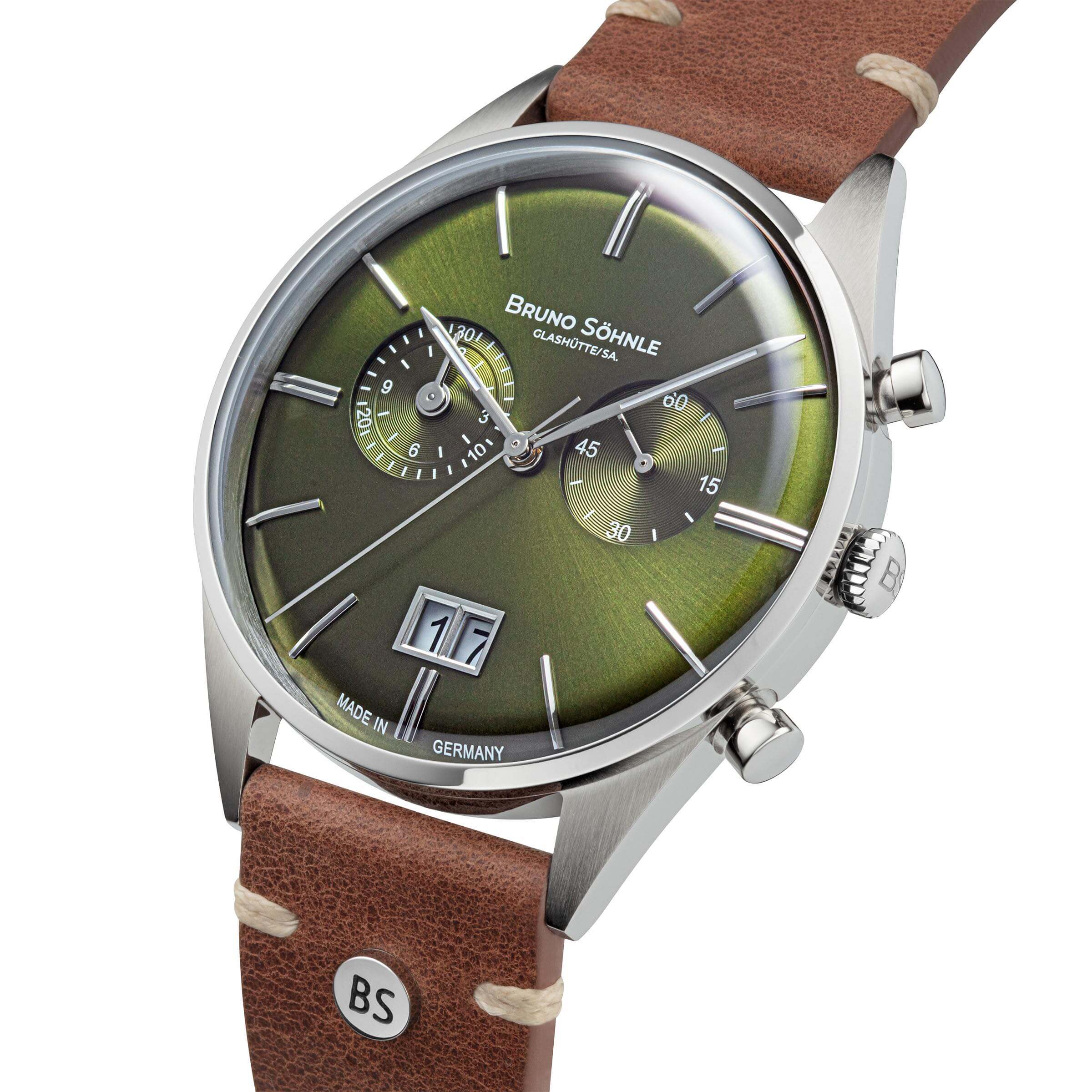 Bruno Söhnle -Merano men's watch brown green chronograph quartz sapphire crystal 40mm- 17-13233-441