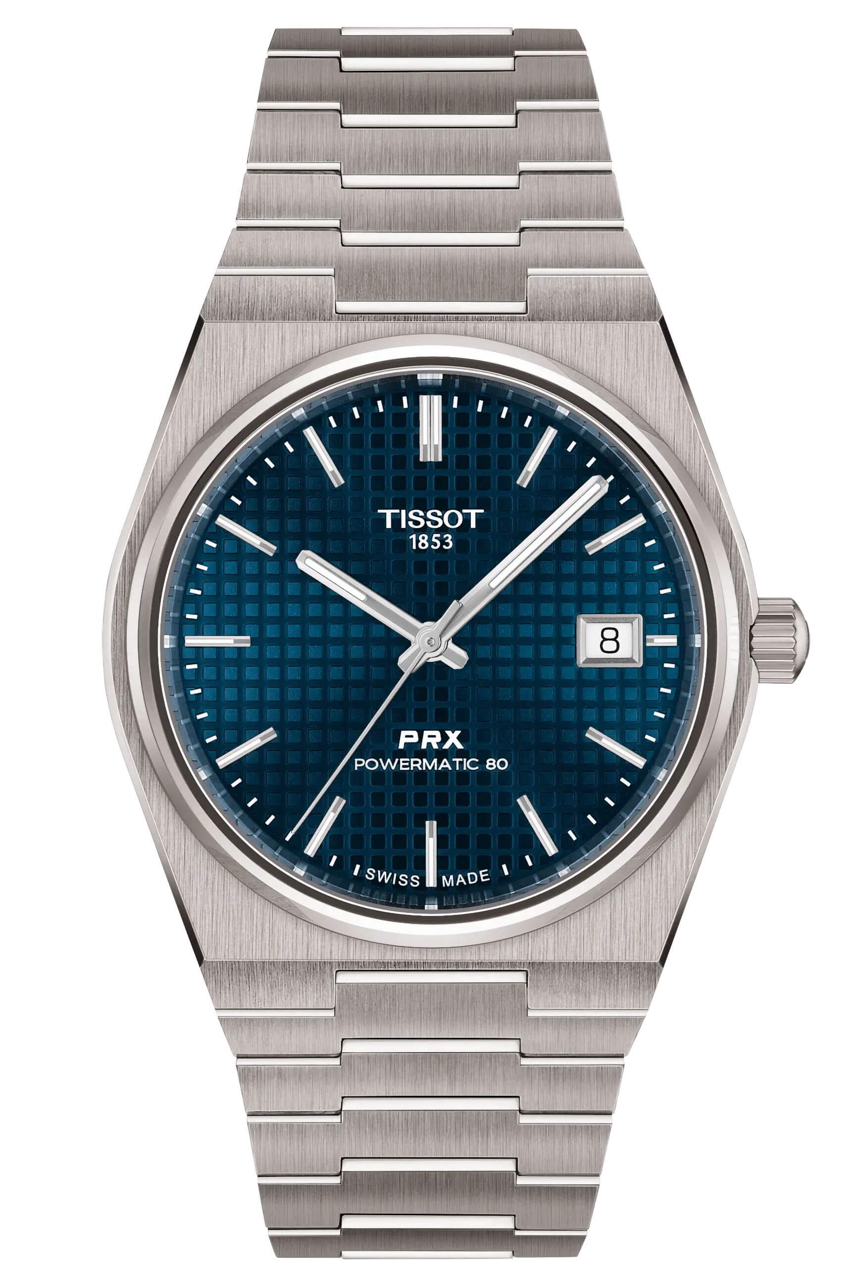 TISSOT -PRX TITAN Herrenuhr Silber Blau Datum Saphirglas Automatik 38mm- T137.807.44.041.00