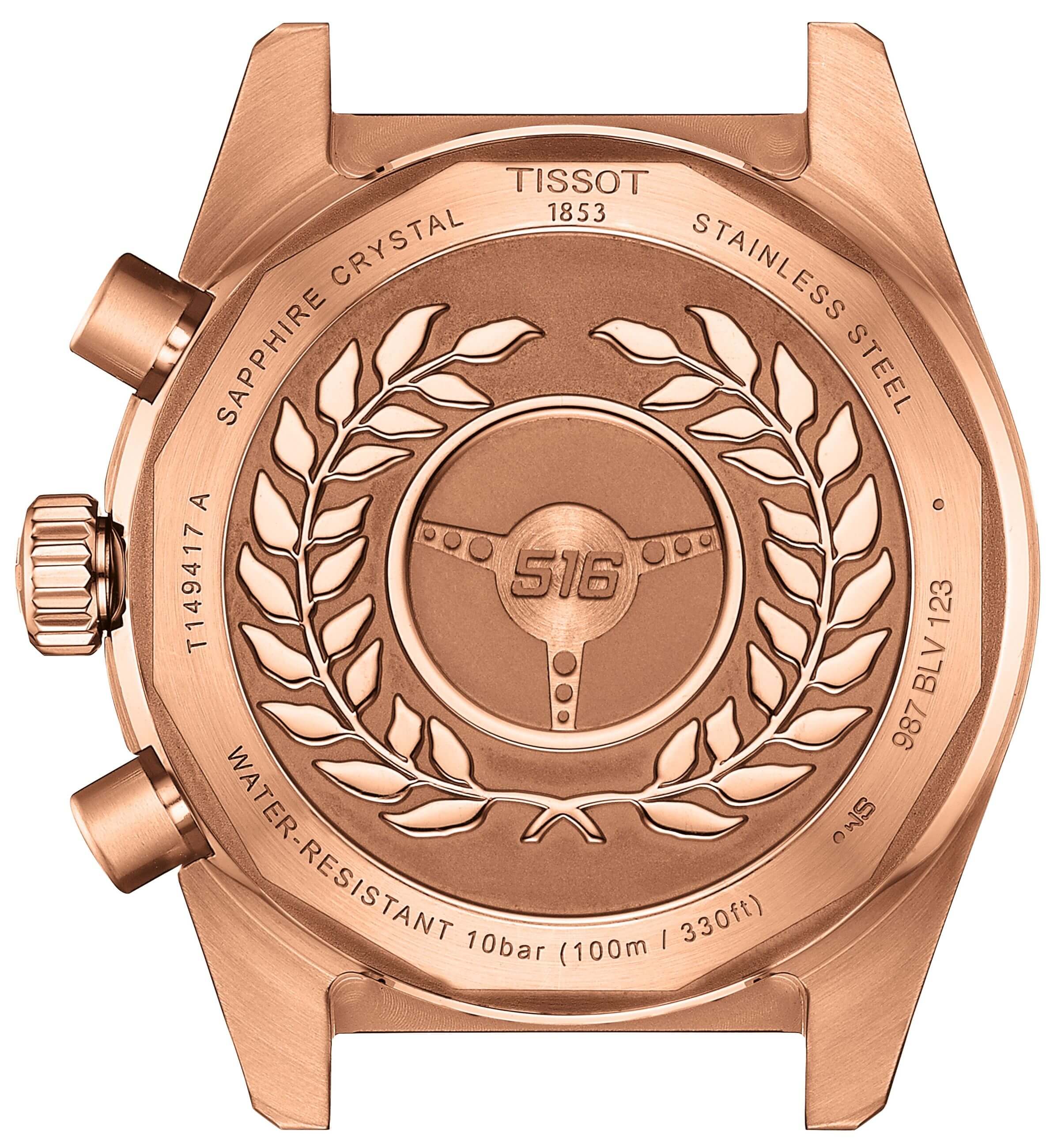 TISSOT -PR516 Chronograph men's watch rose gold black quartz sapphire crystal 40mm- T149.417.33.051.00