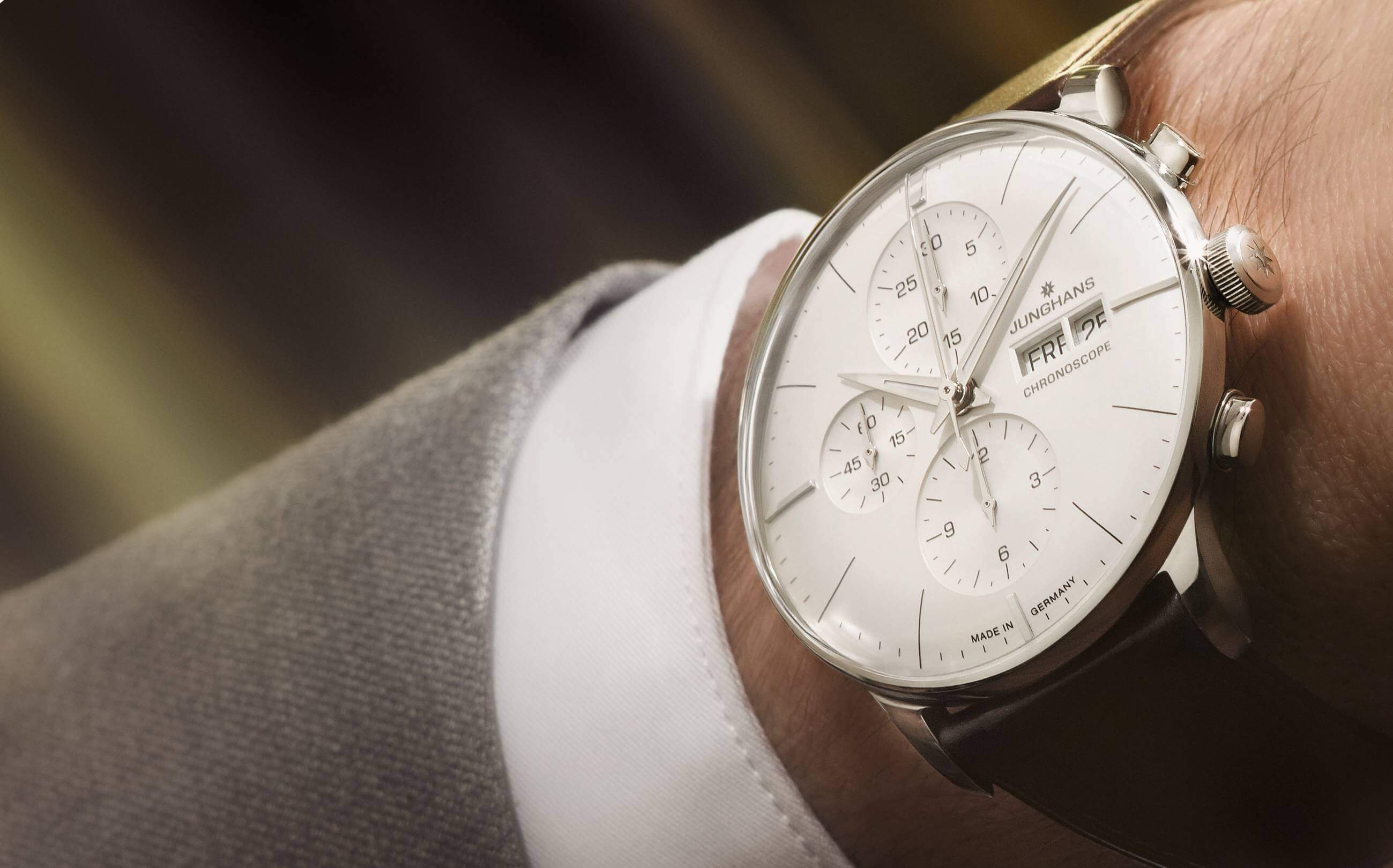 Junghans -Meister Chronoscope Braun Herrenuhr Automatik Saphirglas 41mm- 027/4120.02