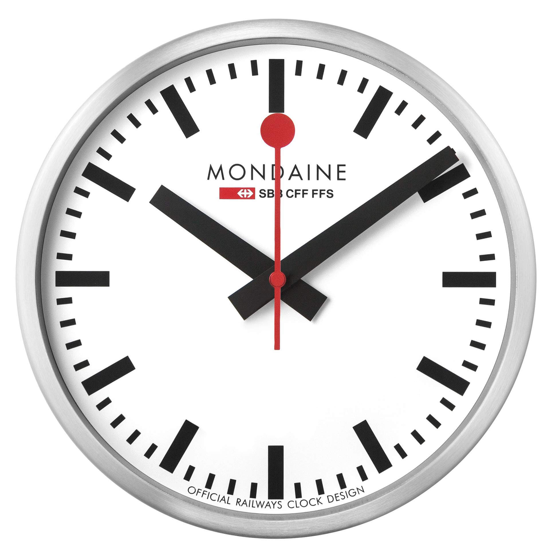 Mondaine -Wanduhr Silber Quarz -Stop to Go- 25cm- MSM.25S11.1