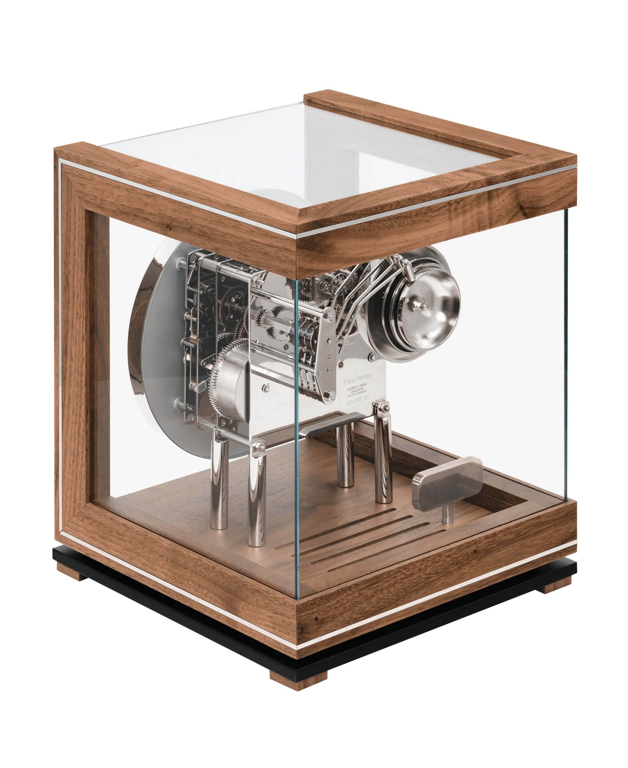 Hermle -Tischuhr Ewiger Kalender Nussbaum Weiß Mechanisch Westminster 30cm- 23059-030352