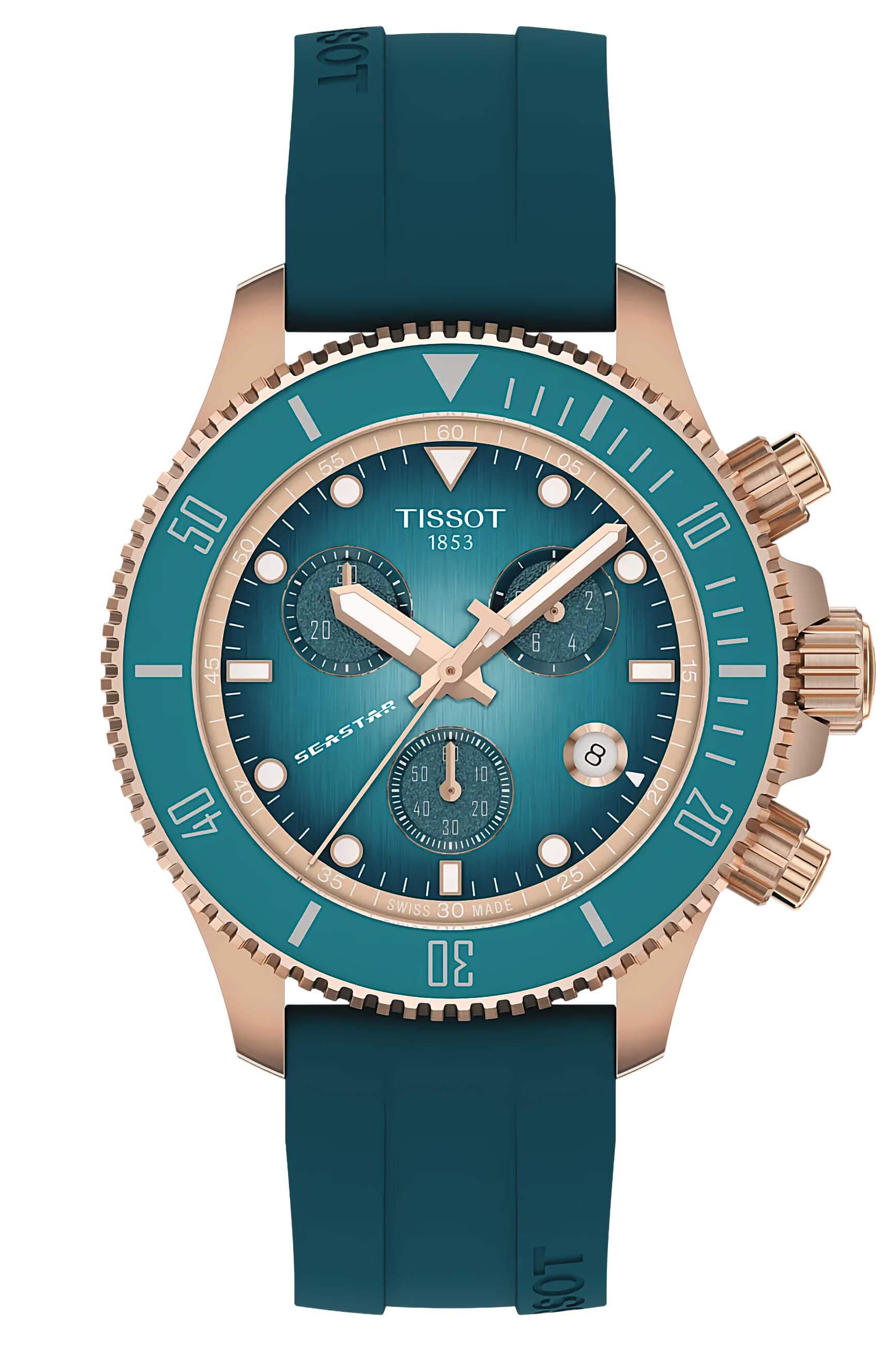 TISSOT -Seastar 1000 Damenuhr Türkis Chrono Saphirgals Quarz 38mm- T120.217.37.041.00