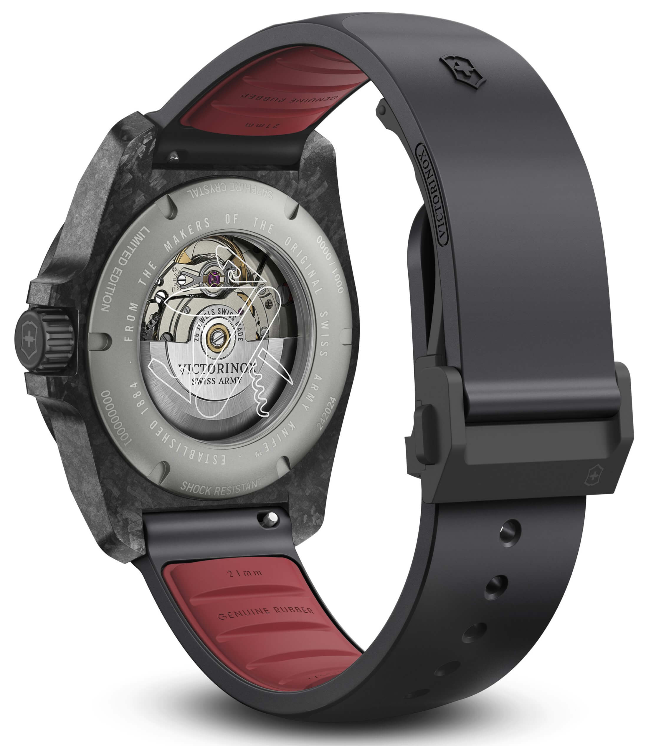 Victorinox -I.N.O.X Auto Herrenuhr Schwarz Rot Automatik Saphirglas 41mm- 242024.1