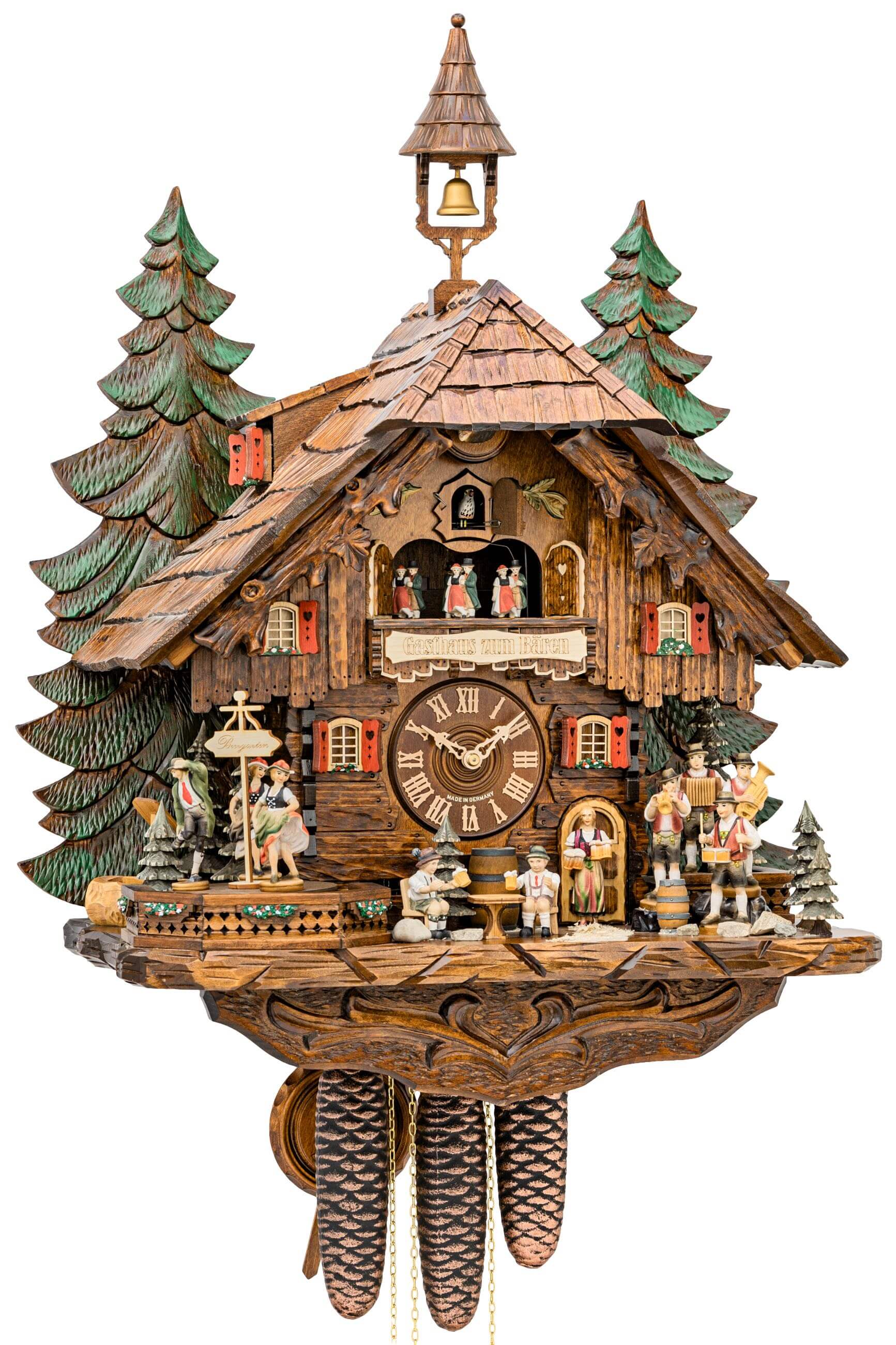 Hekas -Kuckucksuhr 8-Tage Laufwerk Musik Haus Biergarten 41cm- 3741/8 EX