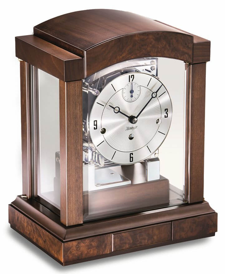 Kieninger -Tischuhr Nussbaum dunkel 3 Melodien Schlagwerk Mechanisch  29cm- 1242-22-03
