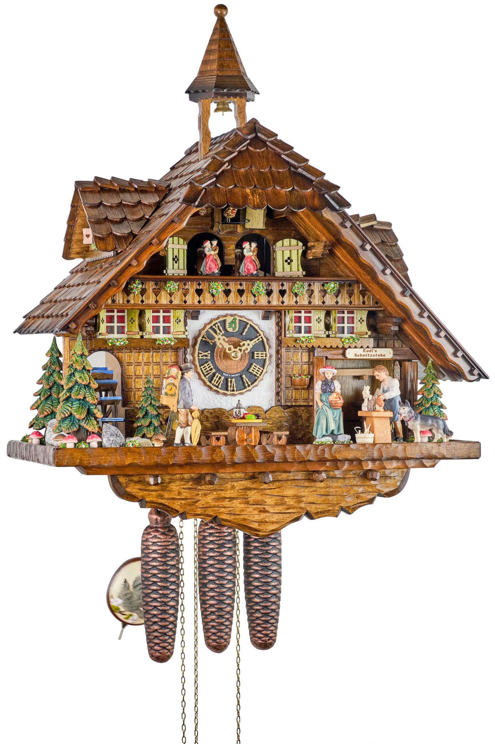Hönes -Cuckoo Clock 8-Day Movement Music Schnitzerstube 60cm- 86763T