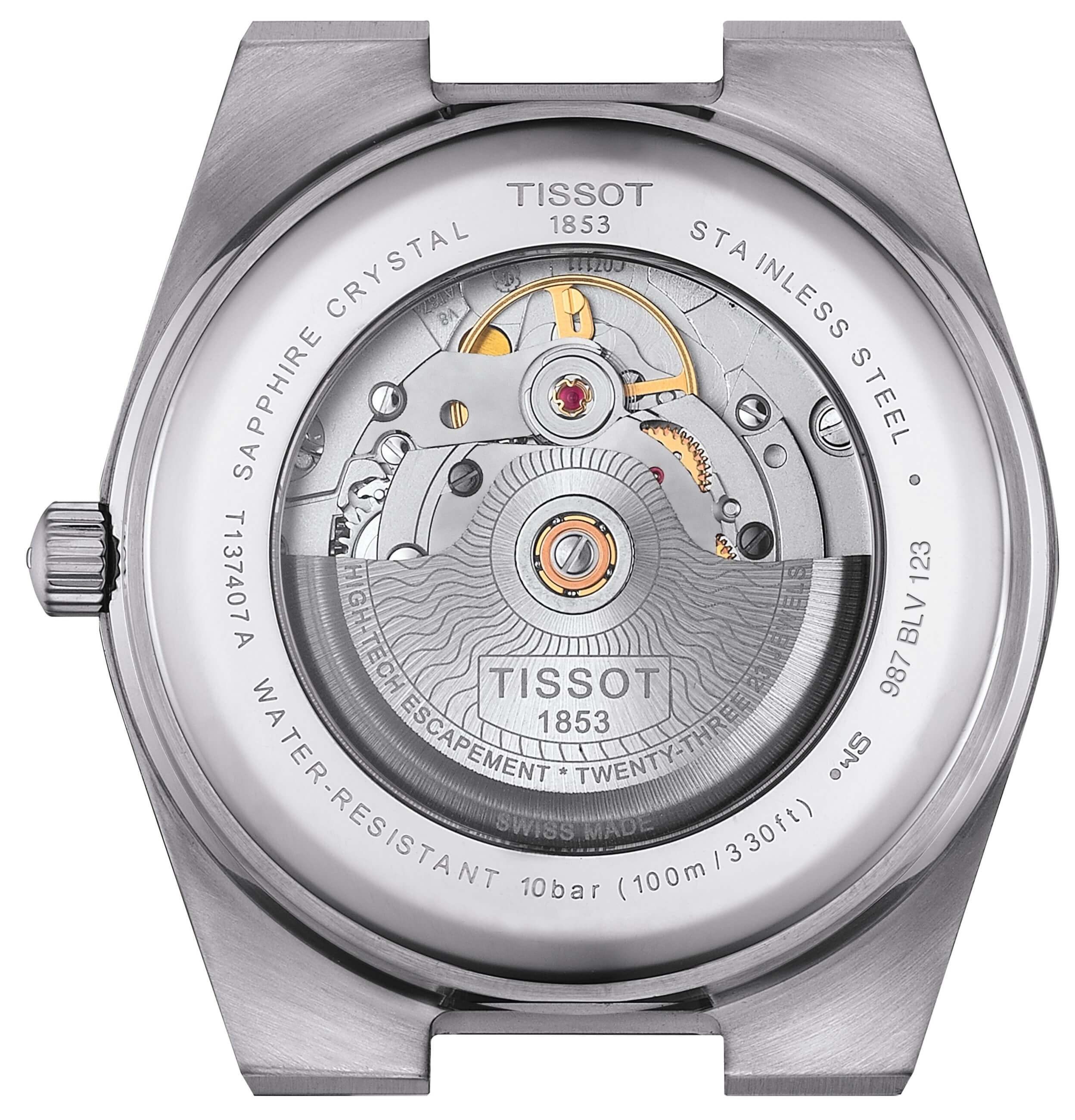 TISSOT -PRX Powermatic 80 Herrenuhr Silber Hellgrün Automatik Saphirglas 40mm- T137.407.11.091.01