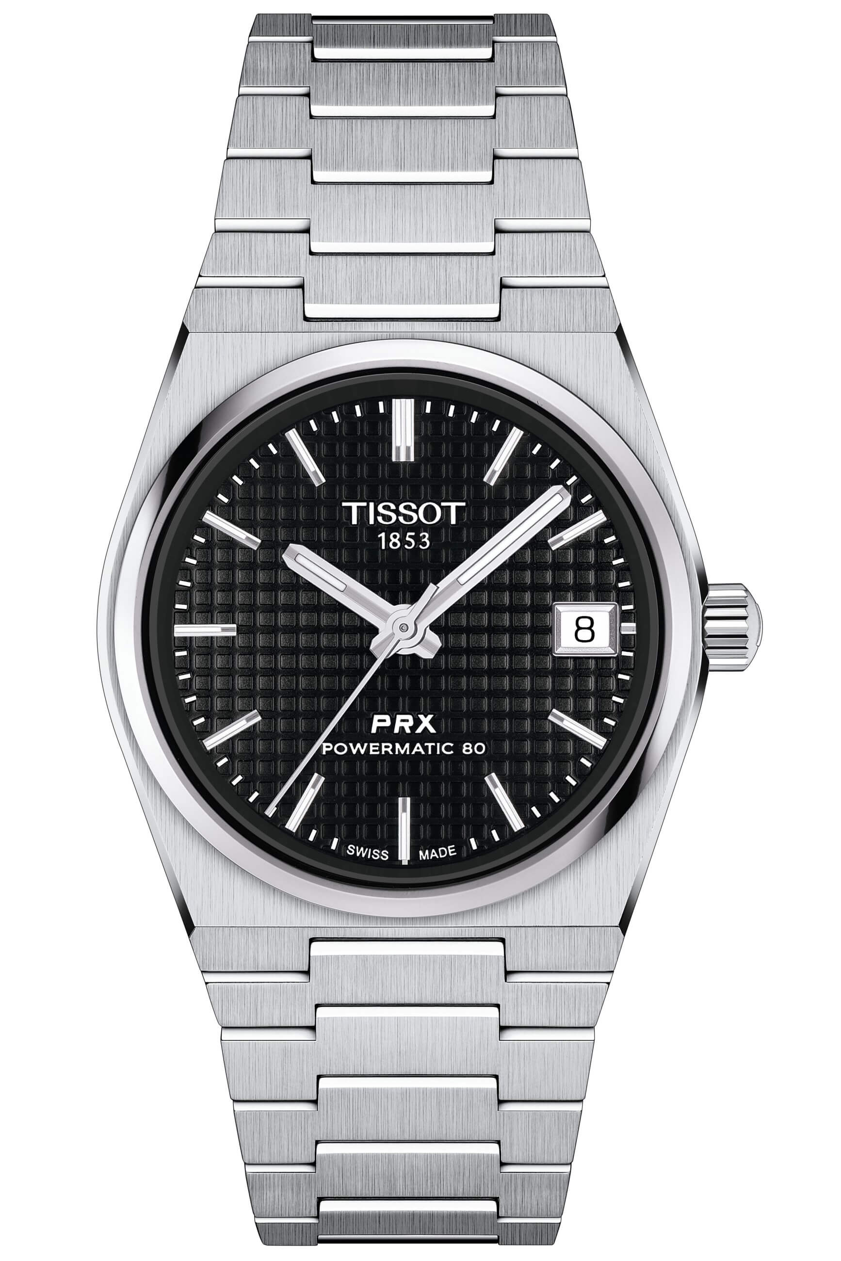 TISSOT -PRX Powermatic 80 Ladies' and Men's Watch Silver Black Automatic Sapphire Crystal 35mm- T137.207.11.051.00