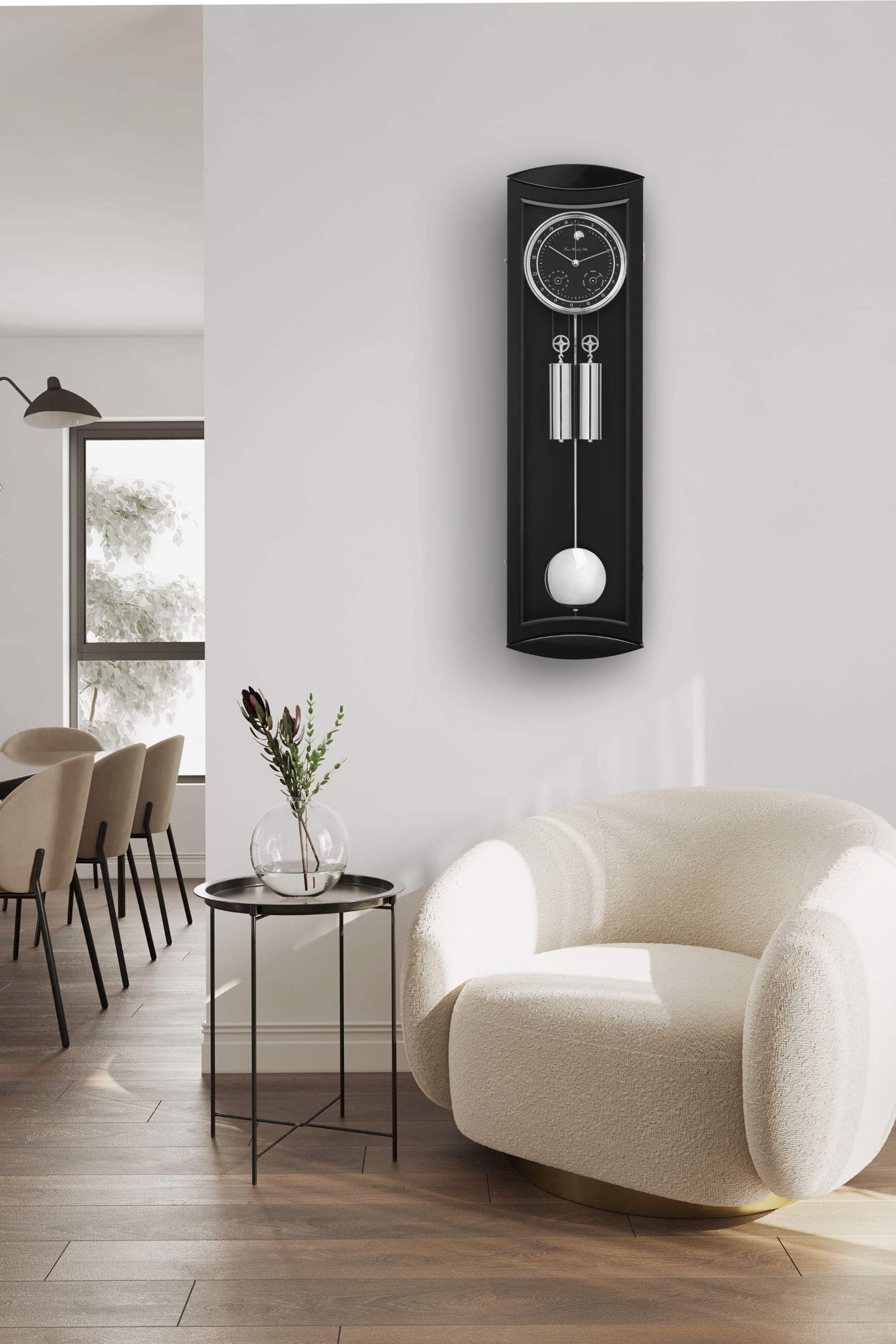 Hermle -Wanduhr Hermle Mornington II Schwarz 8-Tage 1/2 Stundenschlag- 71027-740058
