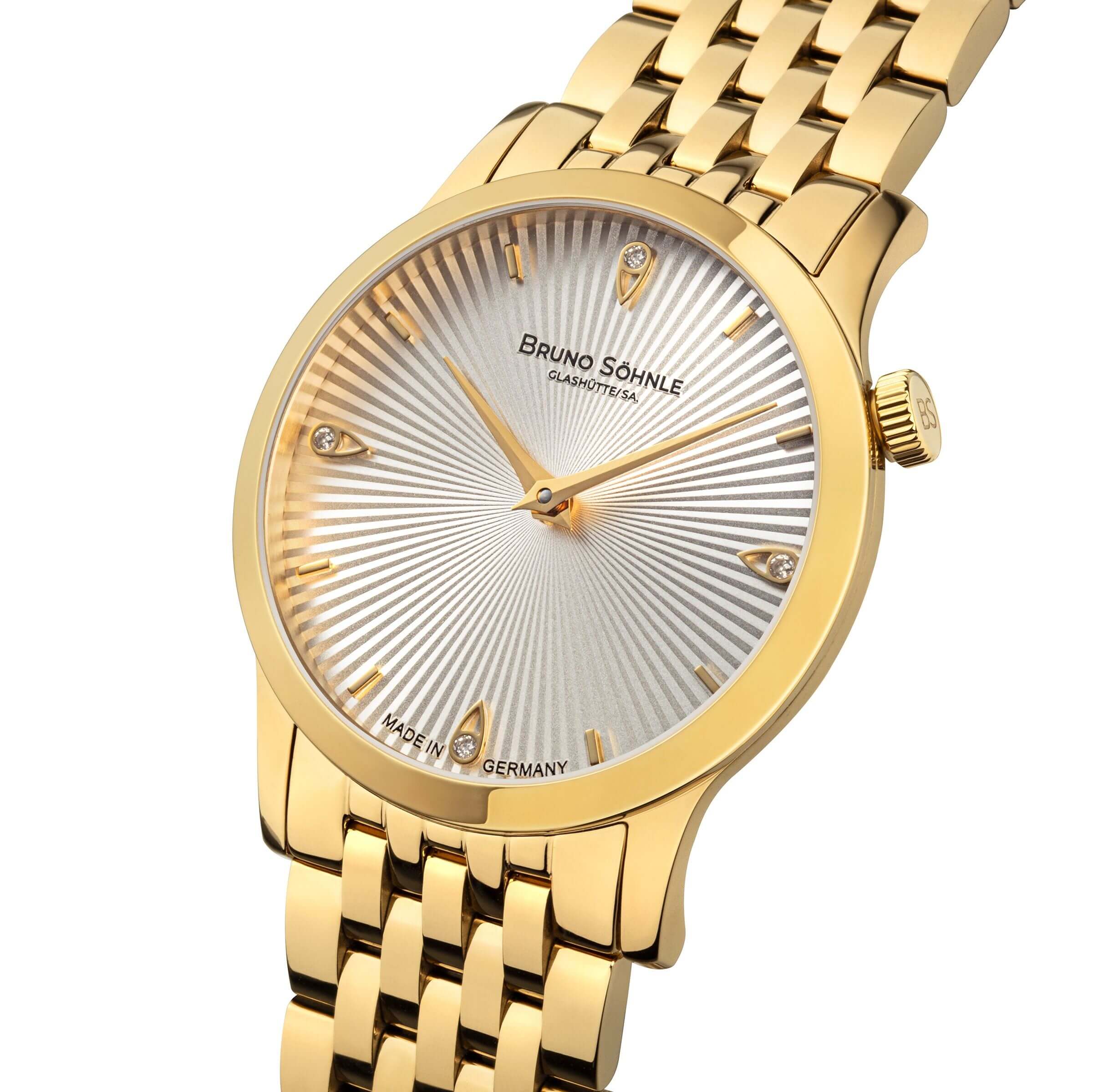 Bruno Söhnle -Bologna IV ladies' watch gold quartz sapphire crystal 29mm- 17-33231-240