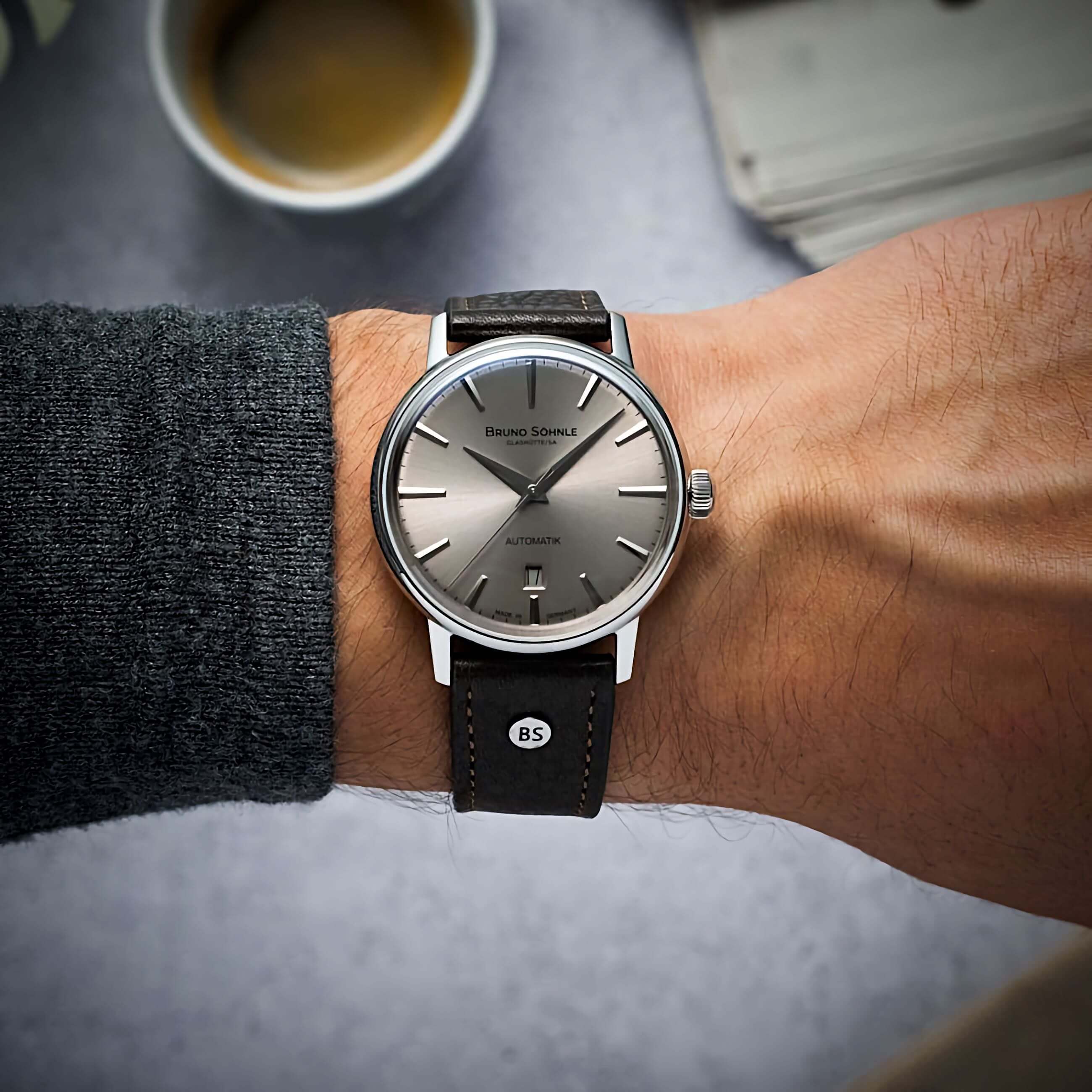Bruno Söhnle -Bergamo Herrenuhr Braun Grau Datum Saphirglas Automatik 39mm- 17-12236-811