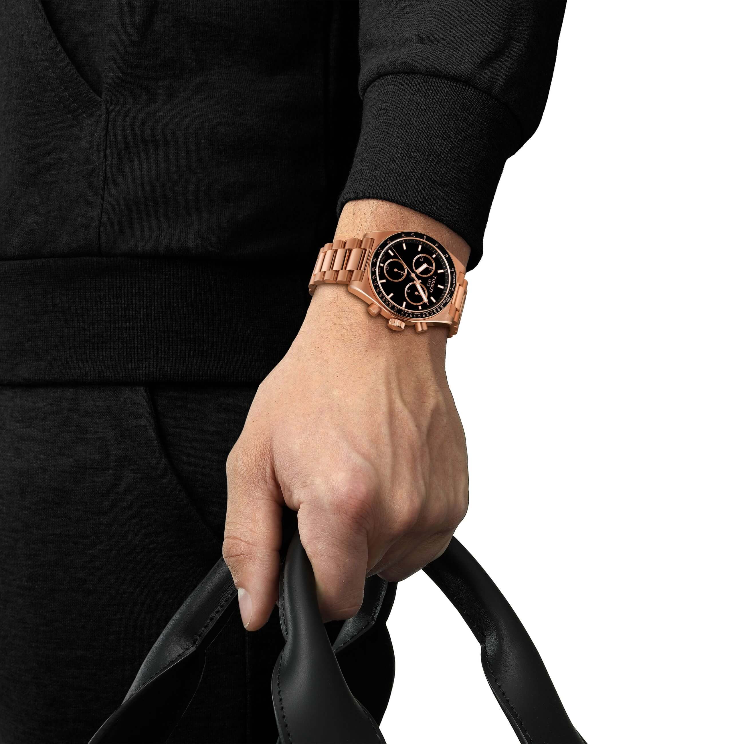 TISSOT -PR516 Chronograph men's watch rose gold black quartz sapphire crystal 40mm- T149.417.33.051.00