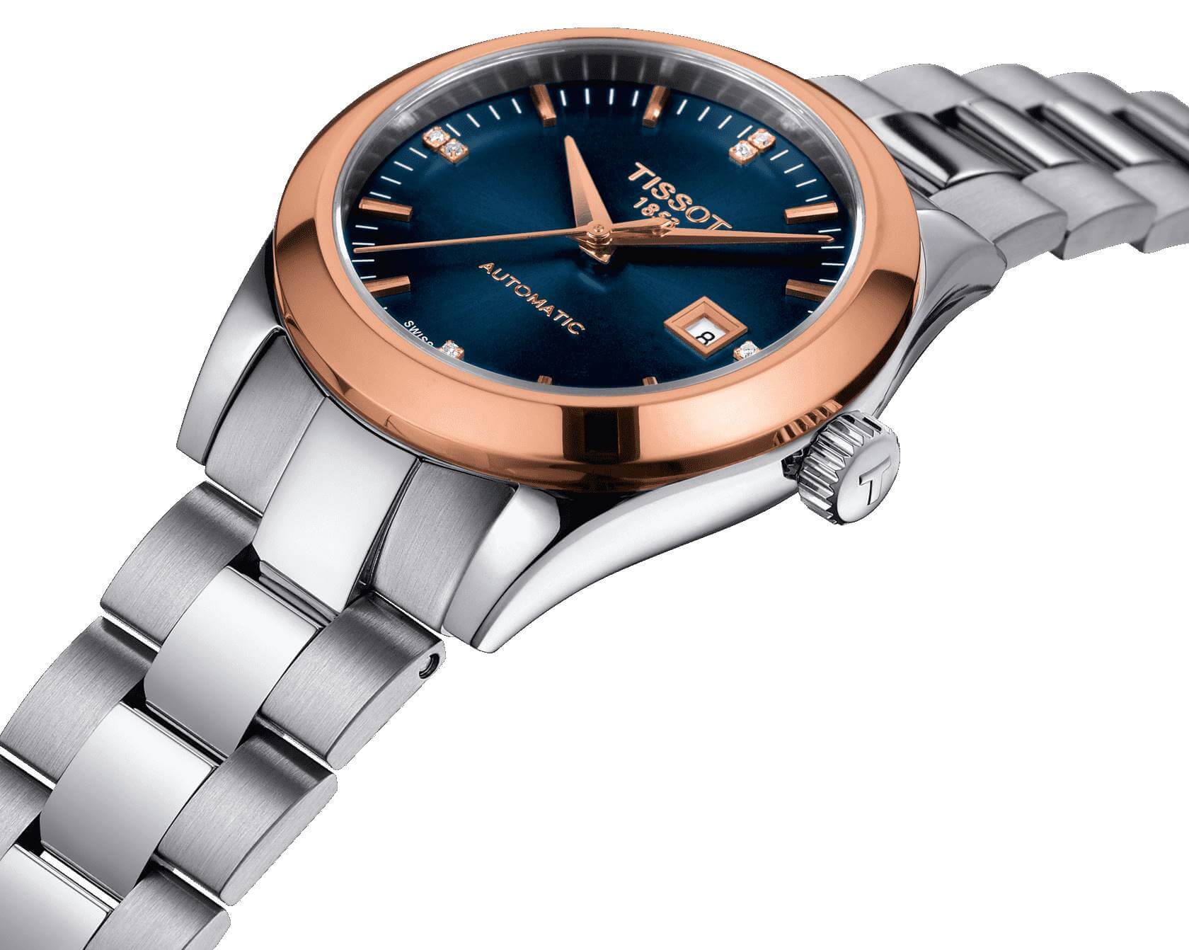 TISSOT -T-My Lady 18K Gold Automatic Ladies' Watch Silver Rose Gold Automatic 29mm- T930.007.41.046.00