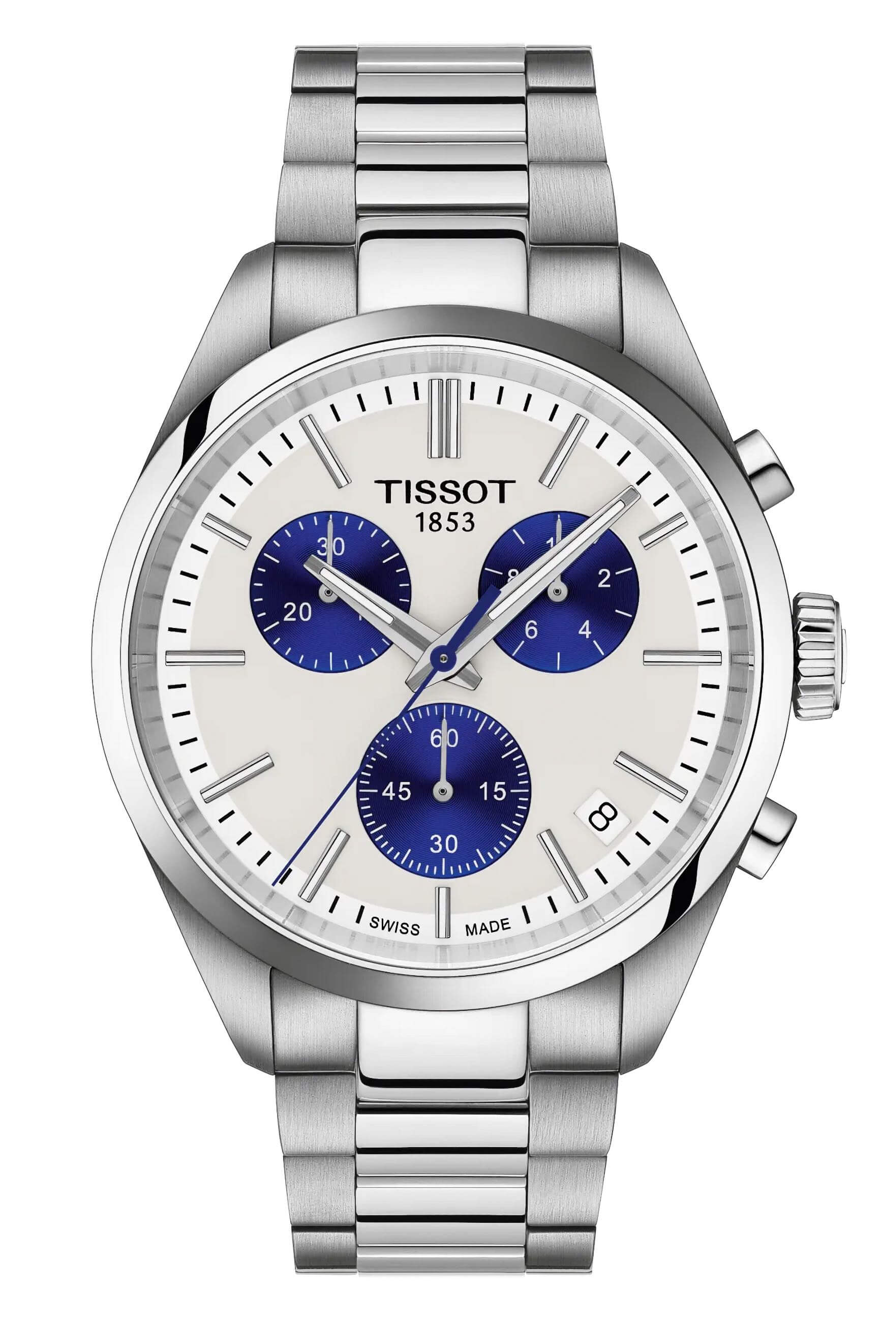 TISSOT -PR 100 Herrenuhr Silber Weiß Quarz Saphirglas 40mm- T150.417.11.011.00