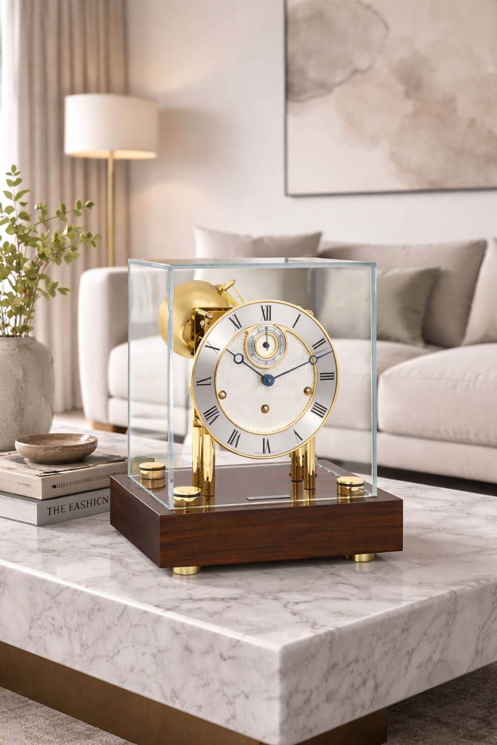 Hermle -table clock Chigwell walnut brass Westminster mechanical 30cm- 22801-030352
