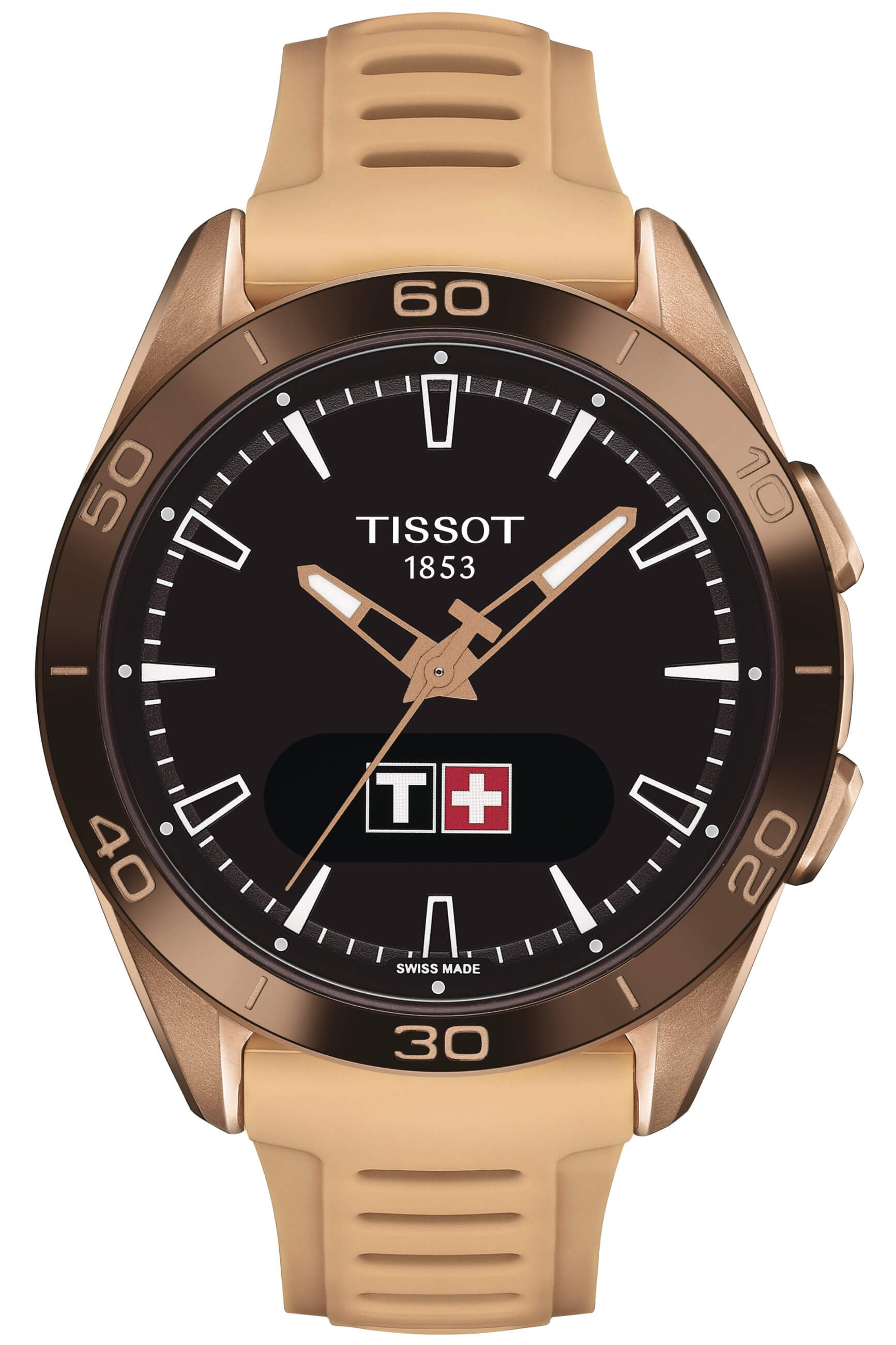 TISSOT -T-Touch Connect Sport Ladies' and Men's Watch Nude Rose Gold Quartz Sapphire Crystal 43mm- T153.420.47.051.05