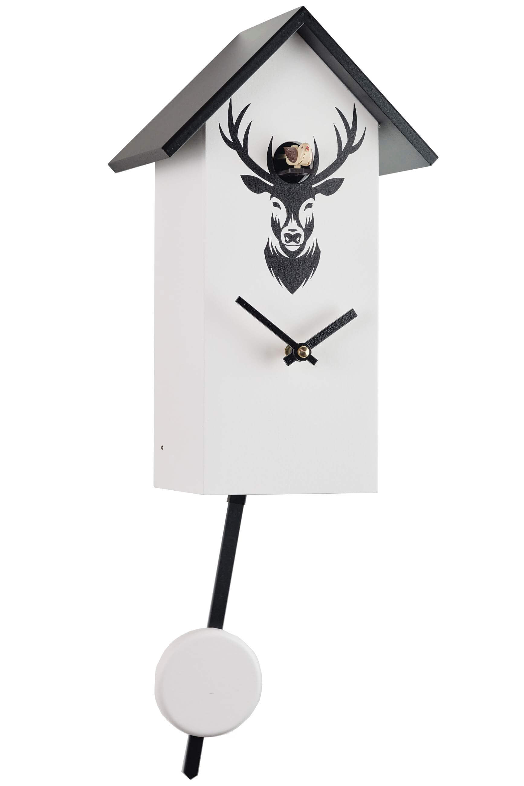 Engstler -Cuckoo clock modern white deer real wood quartz movement 29cm- 360/34 Q