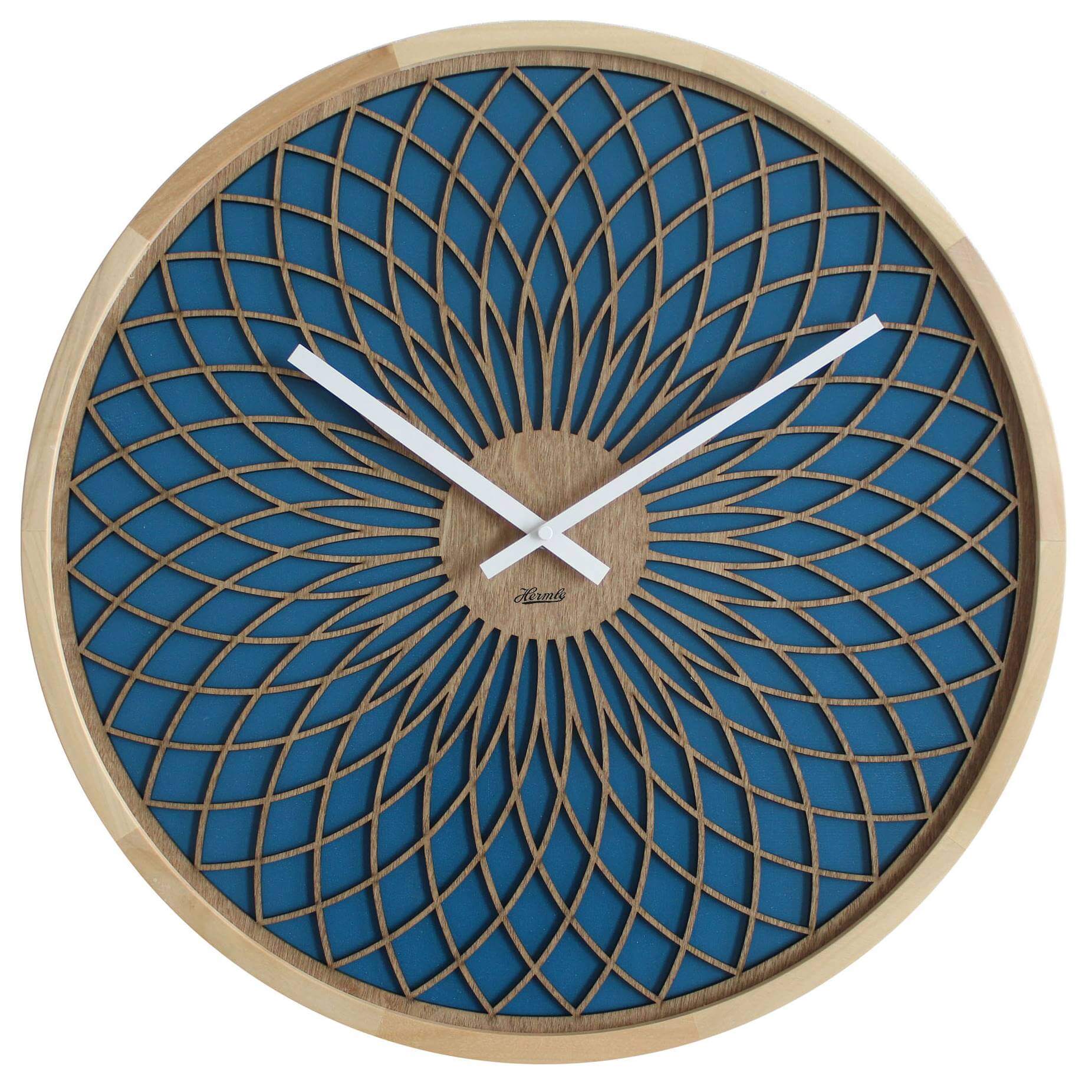 Hermle -Wall clock blue 3D dial pattern quartz 50cm- 30101-002100