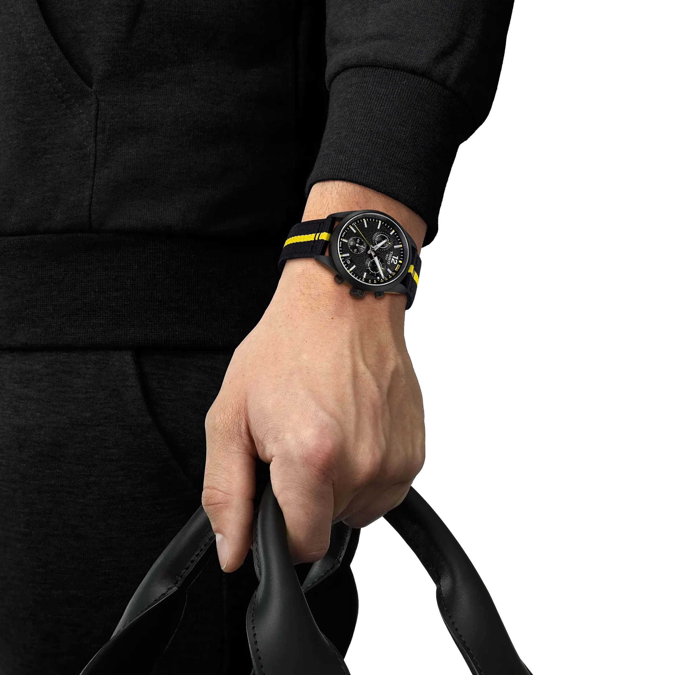 TISSOT -PR 100 Tour de France Herrenuhr Schwarz Chronograph Saphirglas Quarz 40mm- T150.417.37.057.00
