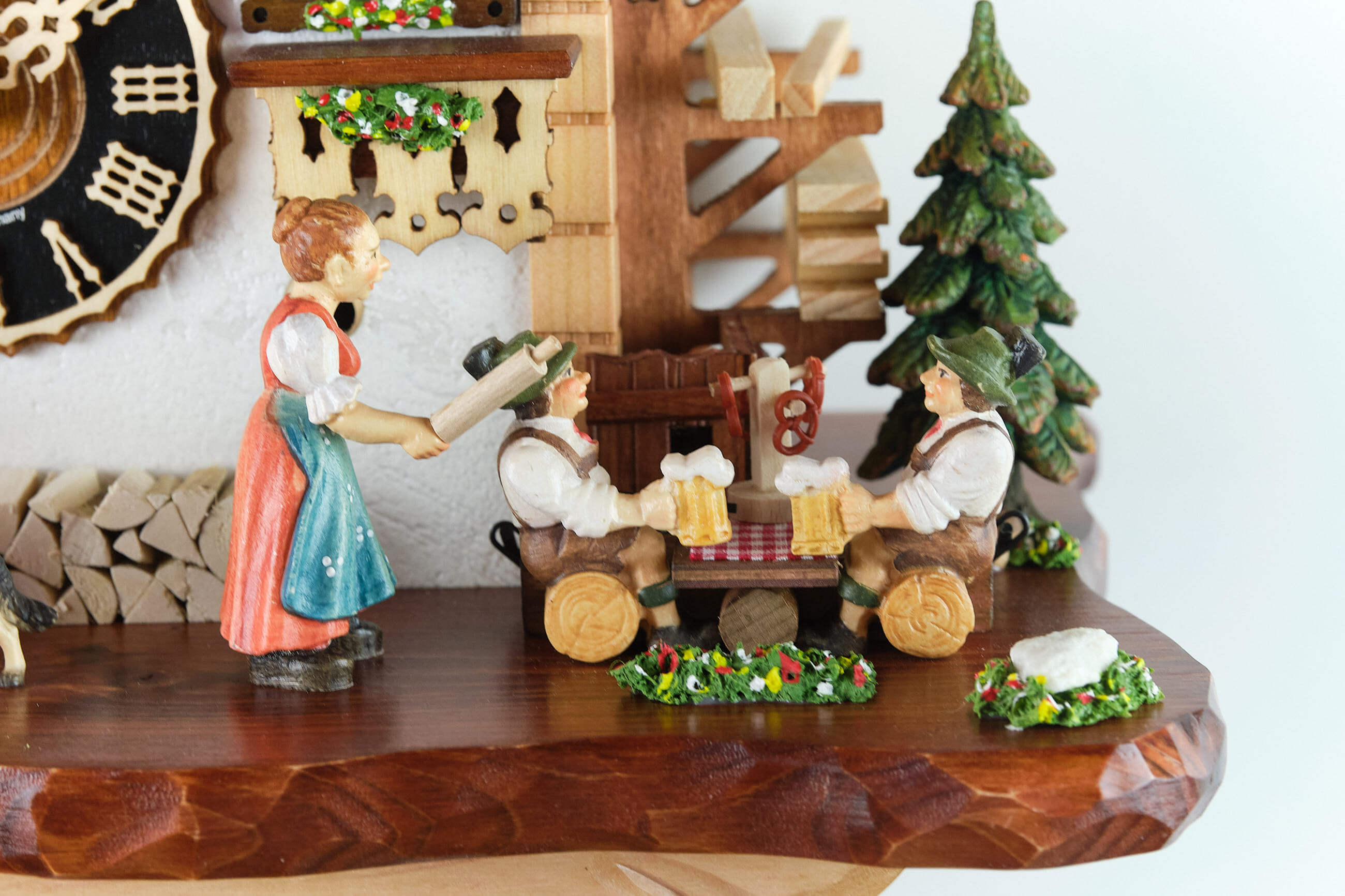 Hönes -Cuckoo clock Black Forest house with music rolling pin 43cm- 86260T