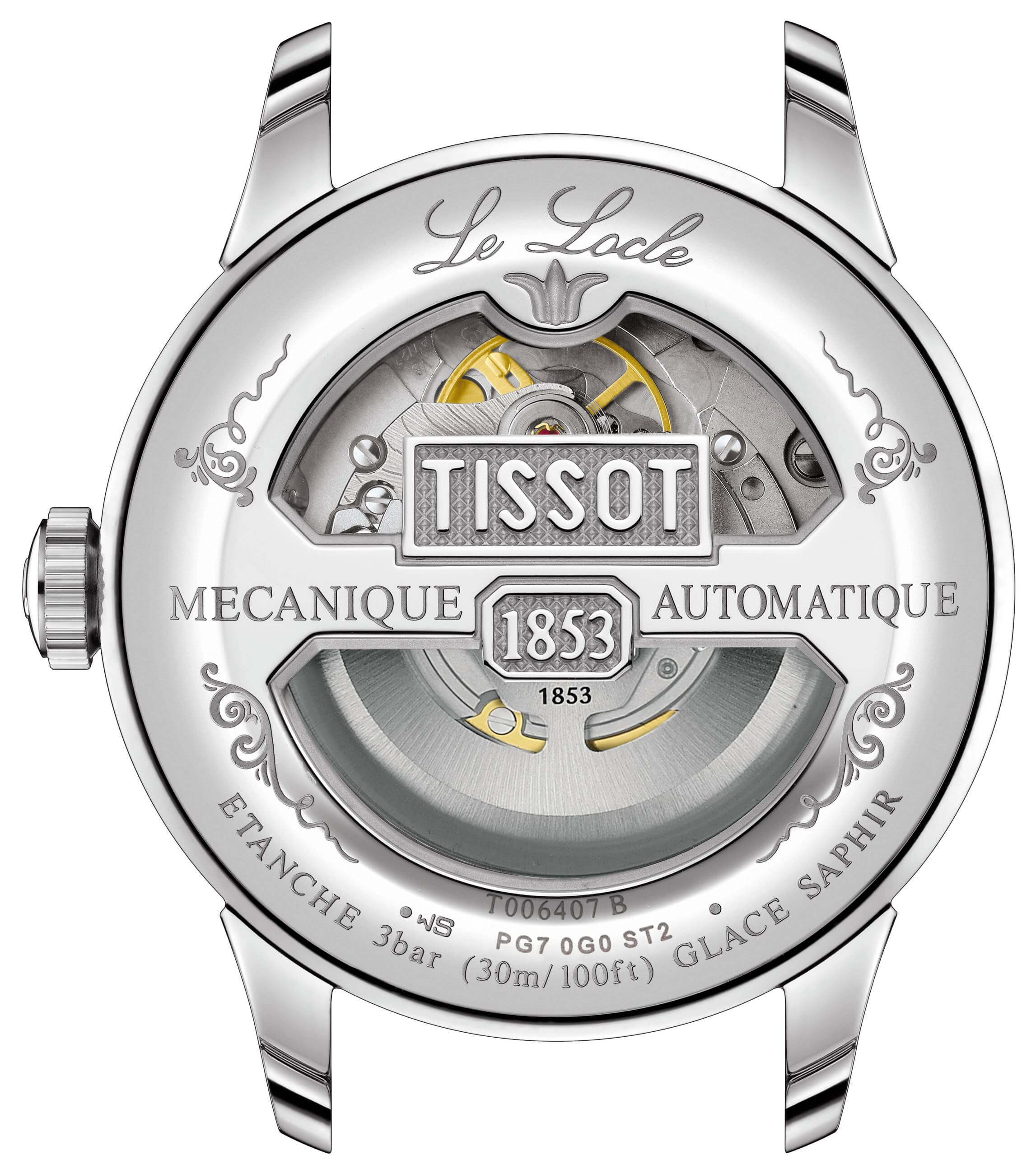 TISSOT -Le Locle Powermatic 80 Open Heart  Herrenuhr Braun Silber Automatik 39mm- T006.407.16.033.01