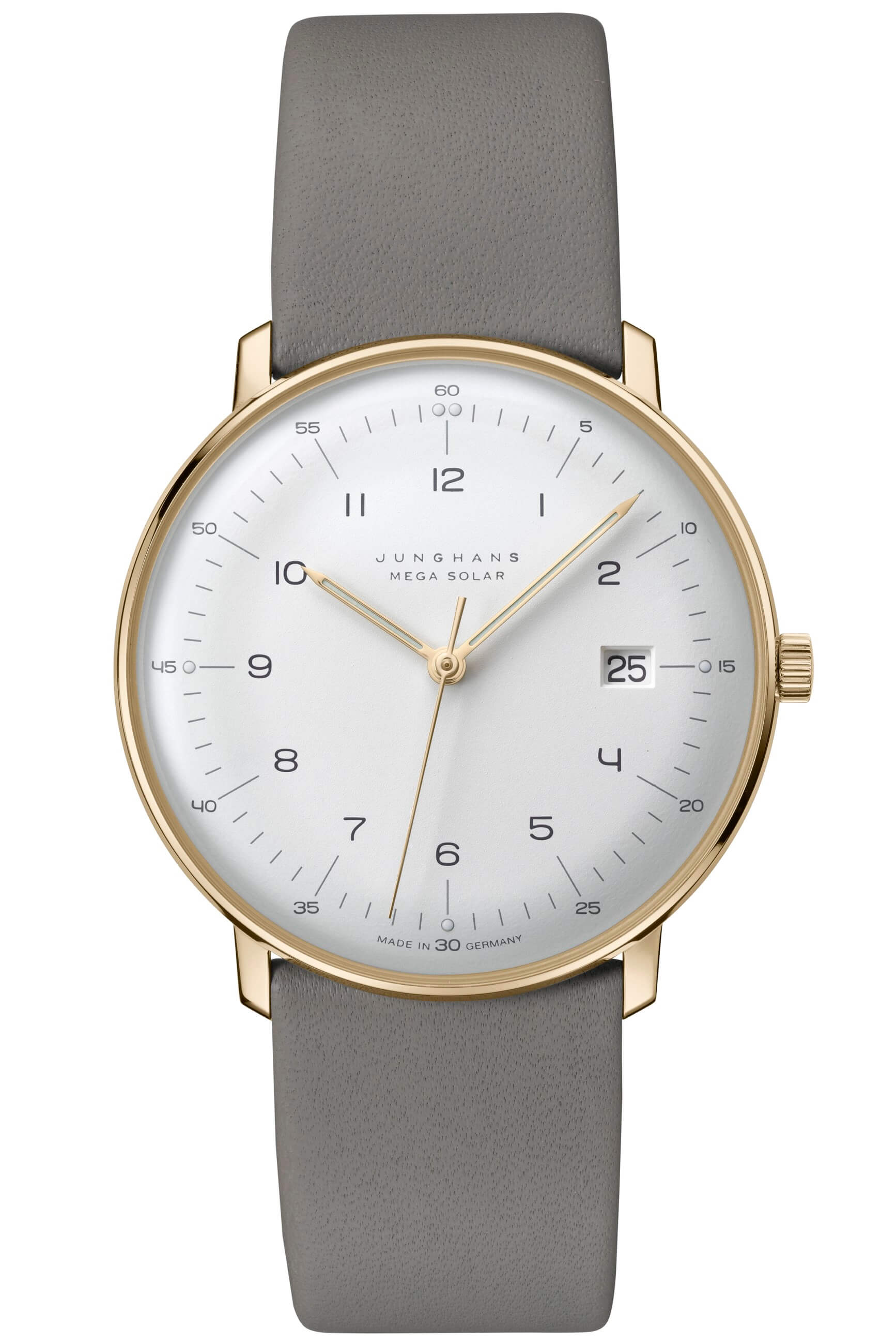 Junghans -max bill MEGA Solar men's watch grey gold quartz radio-controlled solar movement sapphire crystal 38mm- 059/7324.02