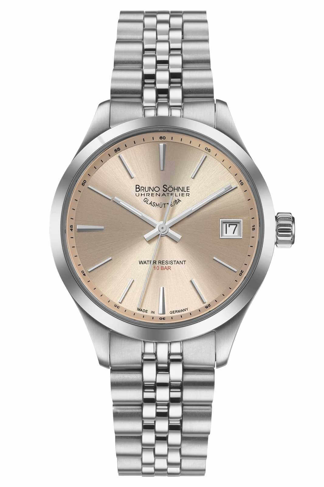 Bruno Söhnle -Turin II Small Damenuhr Silber Rosé Glasboden 34mm- 17-13226-542