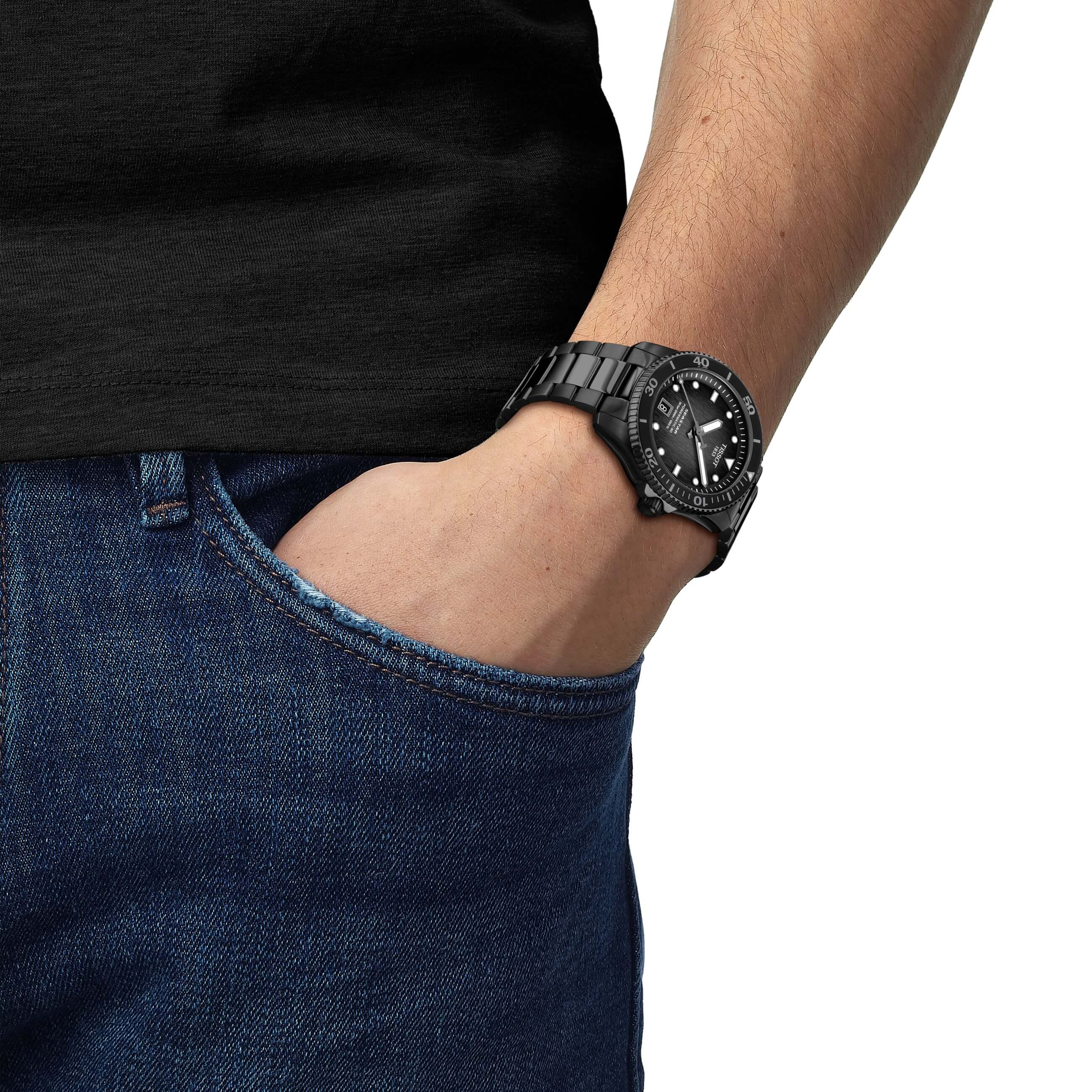 TISSOT -Seastar 1000 Powermatic 80 Men's Watches Black Grey Automatic Sapphire Crystal 40mm- T120.807.33.051.00