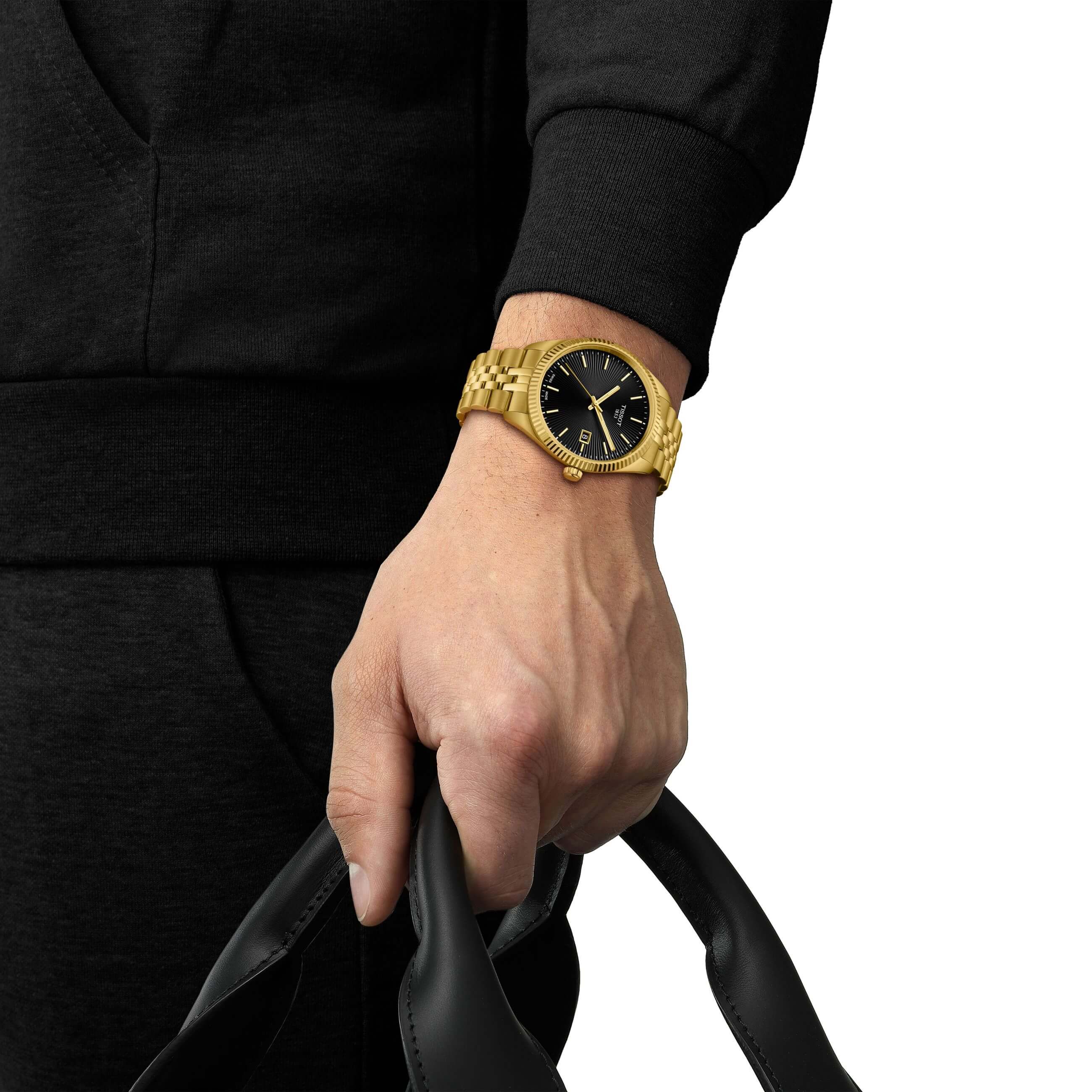 TISSOT -Ballade Men's Watch Gold Black Quartz Sapphire Crystal 40mm- T156.410.33.051.00