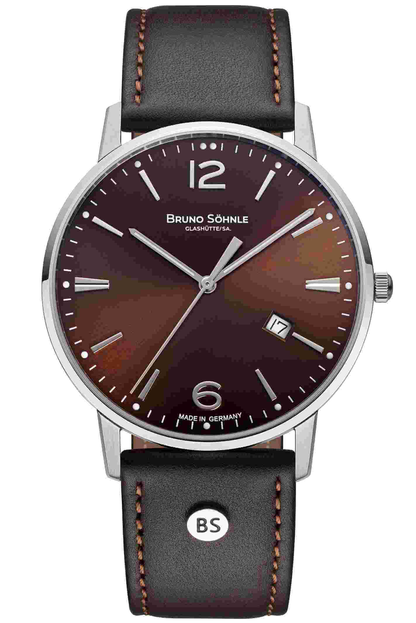 Bruno Söhnle -Stuttgart III Big Herrenuhr Braun Silber Quarz Saphirglas 42mm- 17-13175-843