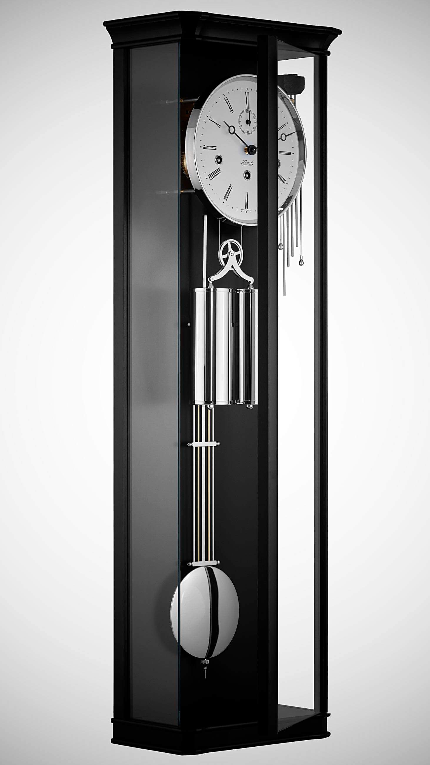 Hermle -Wanduhr Schwarz Nickel 8-Tage Westminster Mechanisch 88cm- 71009-740351