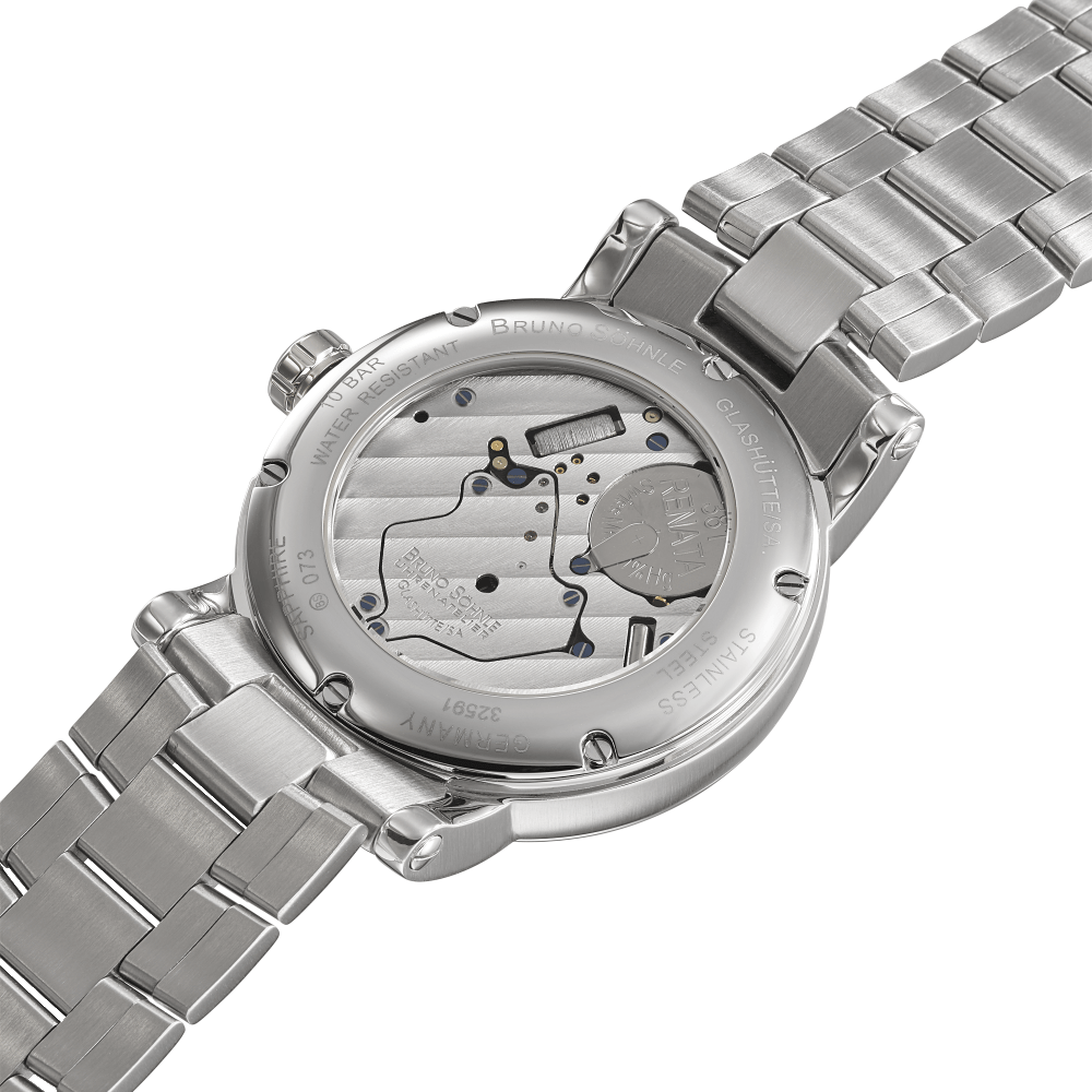 Bruno Söhnle -Pesaro I Herrenuhr Silber Blau Datum Quarz 43mm- 17-13073-342