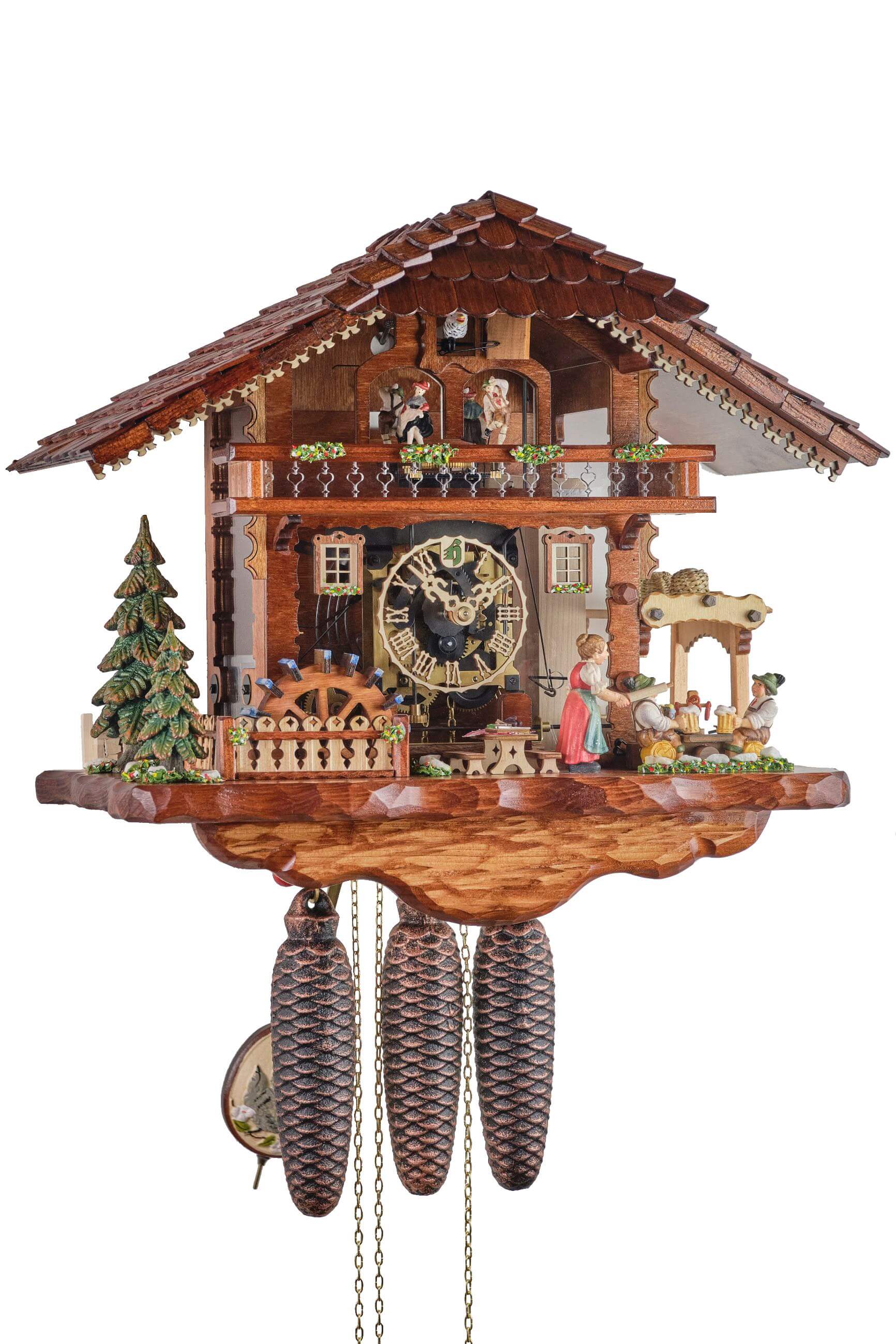 Hönes -Cuckoo clock half-timbered plexiglass front 8-day movement with music 38cm- 86720T