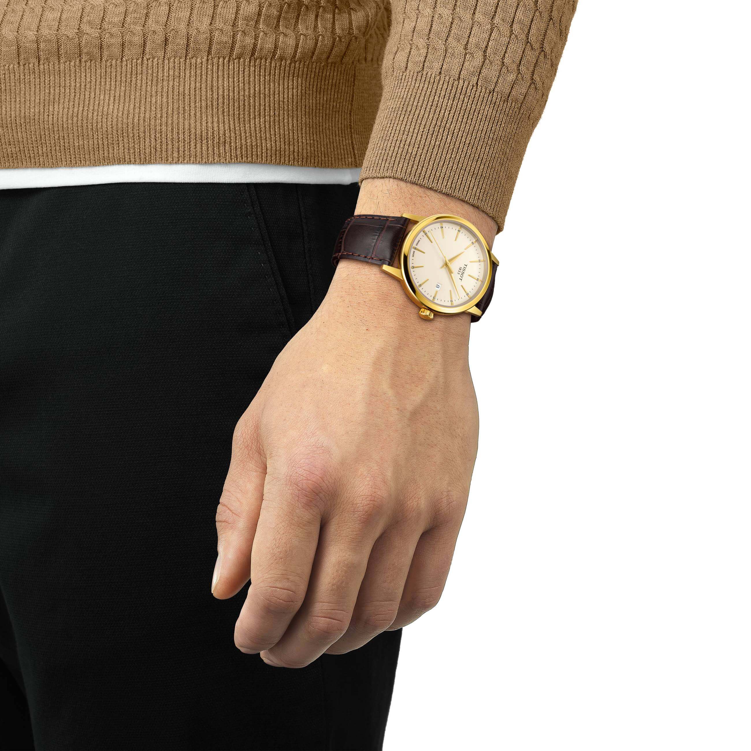 TISSOT -Classic Dream men's watch brown gold quartz sapphire crystal 42mm- T129.410.36.261.00