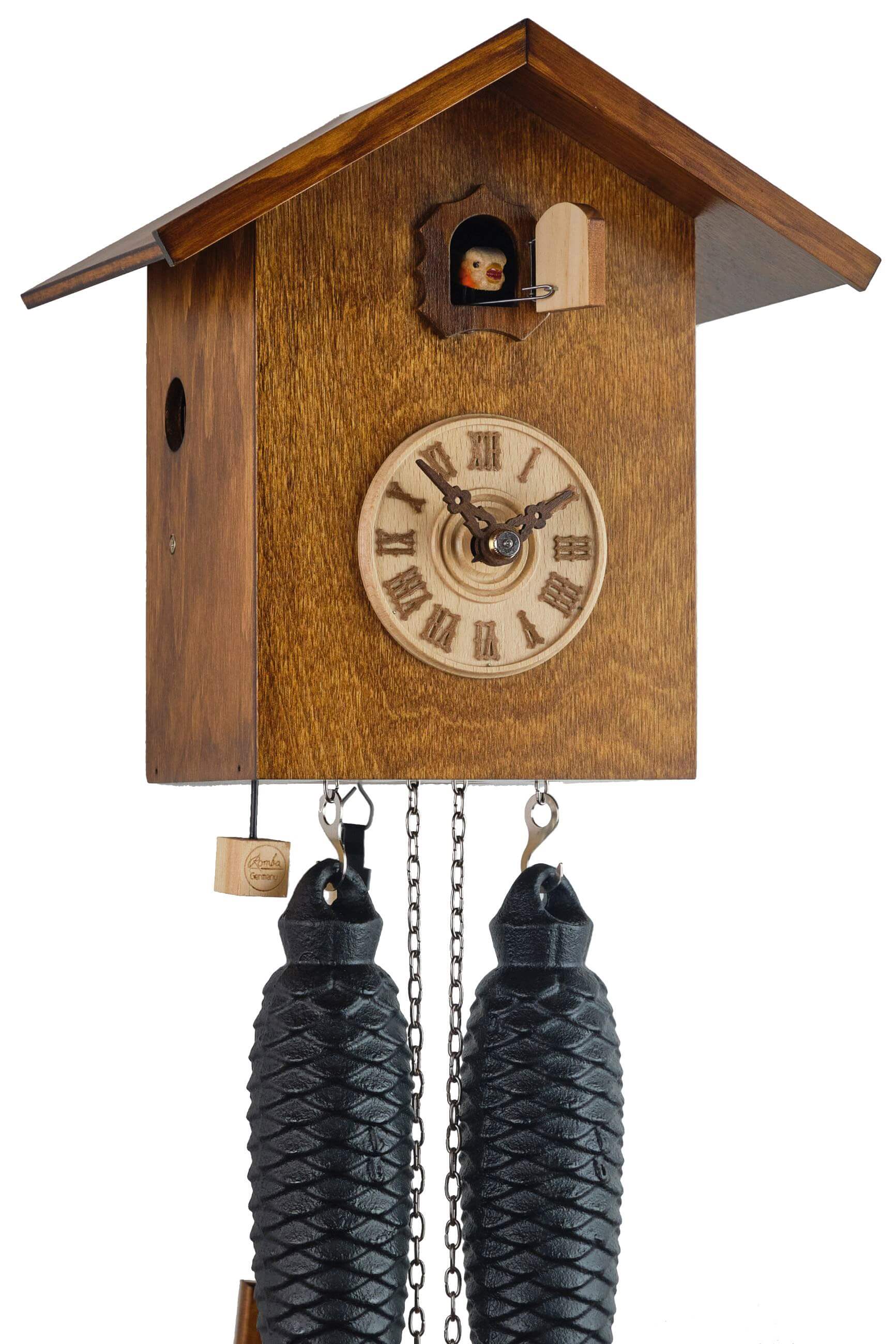 Romba -Cuckoo clock modern nut brown 8-day movement 20cm- SK34-10