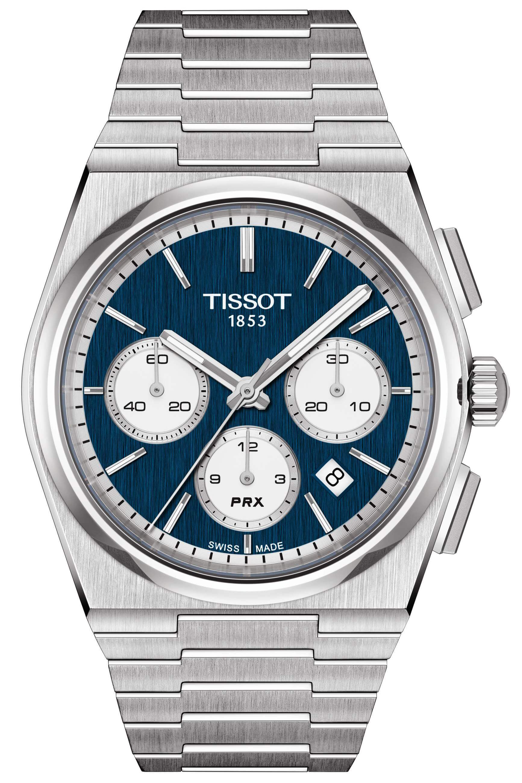 TISSOT -PRX Automatic Chronograph Men's Watch Silver Blue 42mm- T137.427.11.041.00