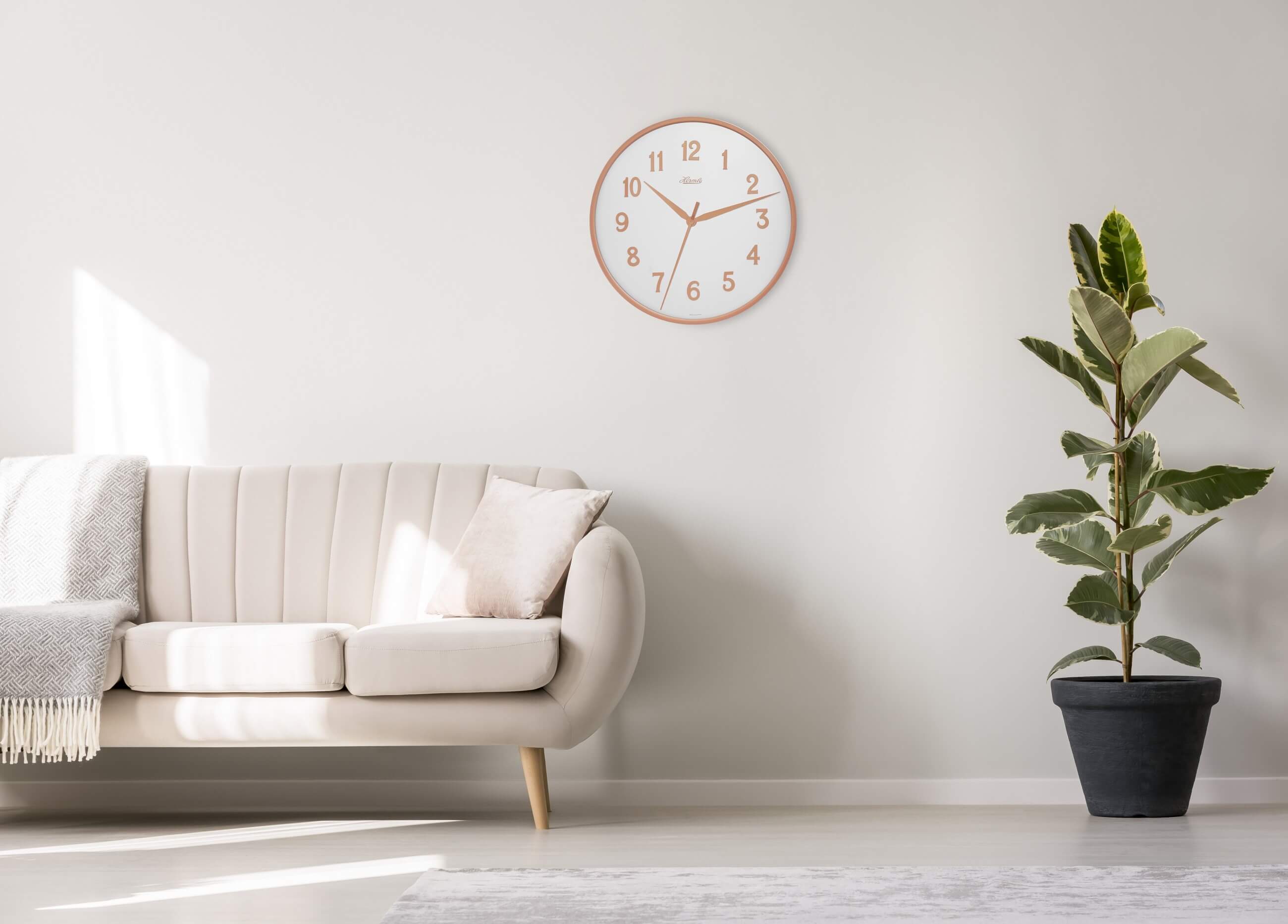 Hermle -Wall clock rose gold white Arabic numerals quartz 40cm- 30921-V52100