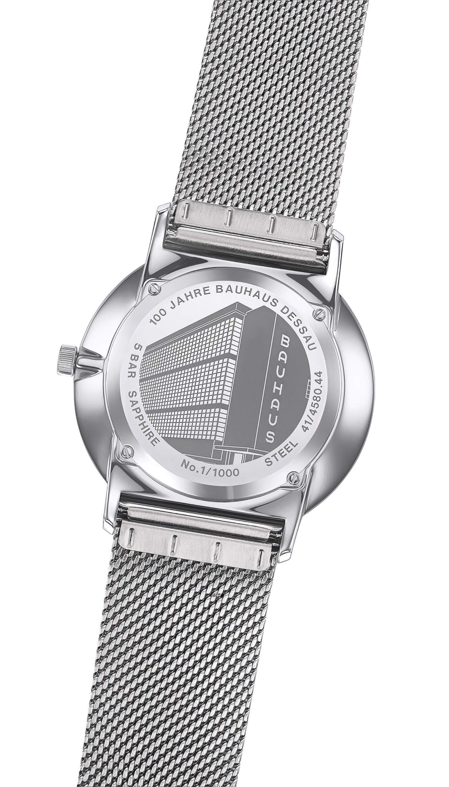 Junghans -FORM Bauhaus Edition Herrenuhr Silber Weiß Datum Saphirglas Quarz 39mm- 041/4580.44