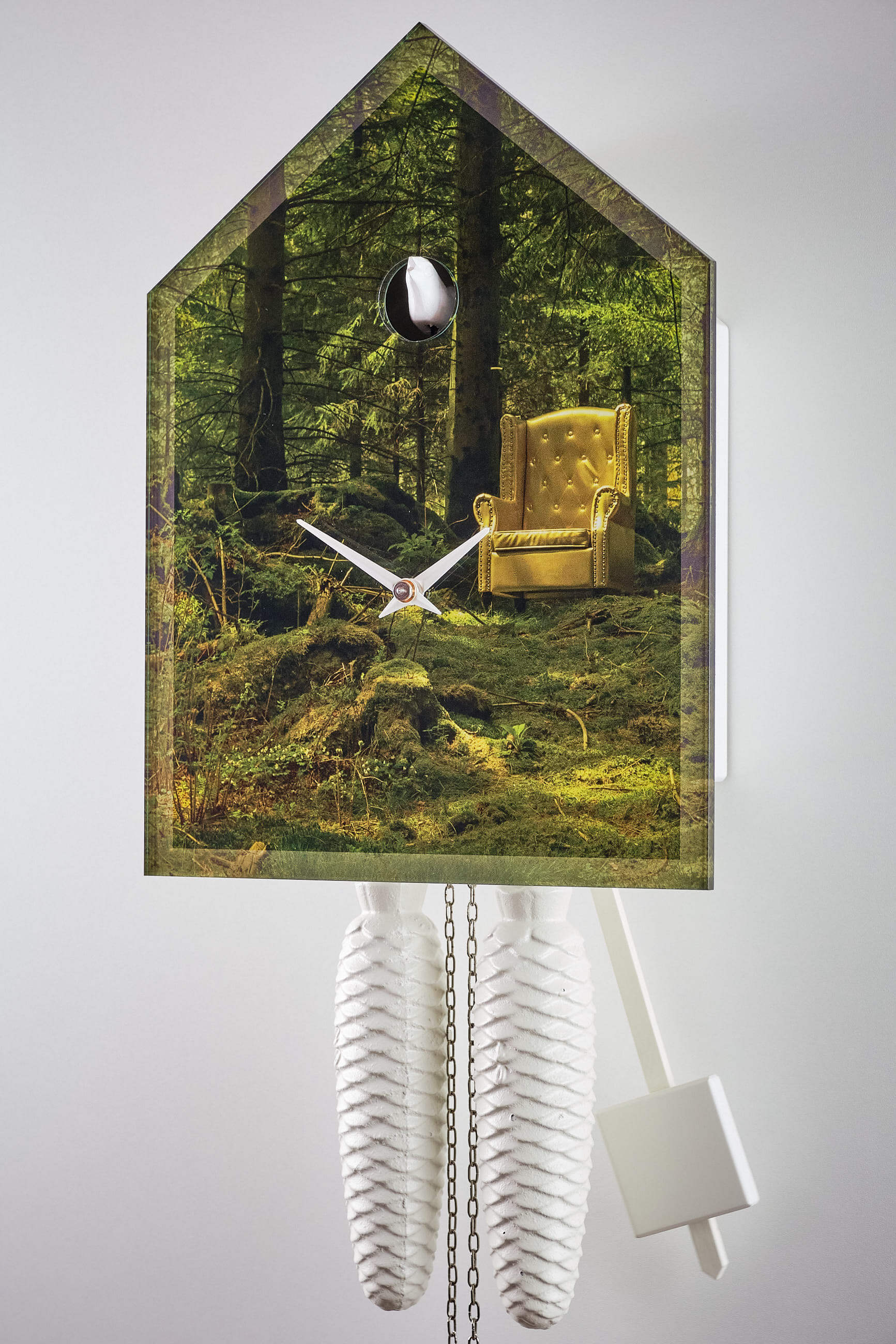 Romba -Cuckoo clock modern acrylic front design green mechanical 8-day movement 31cm- MH-LP33