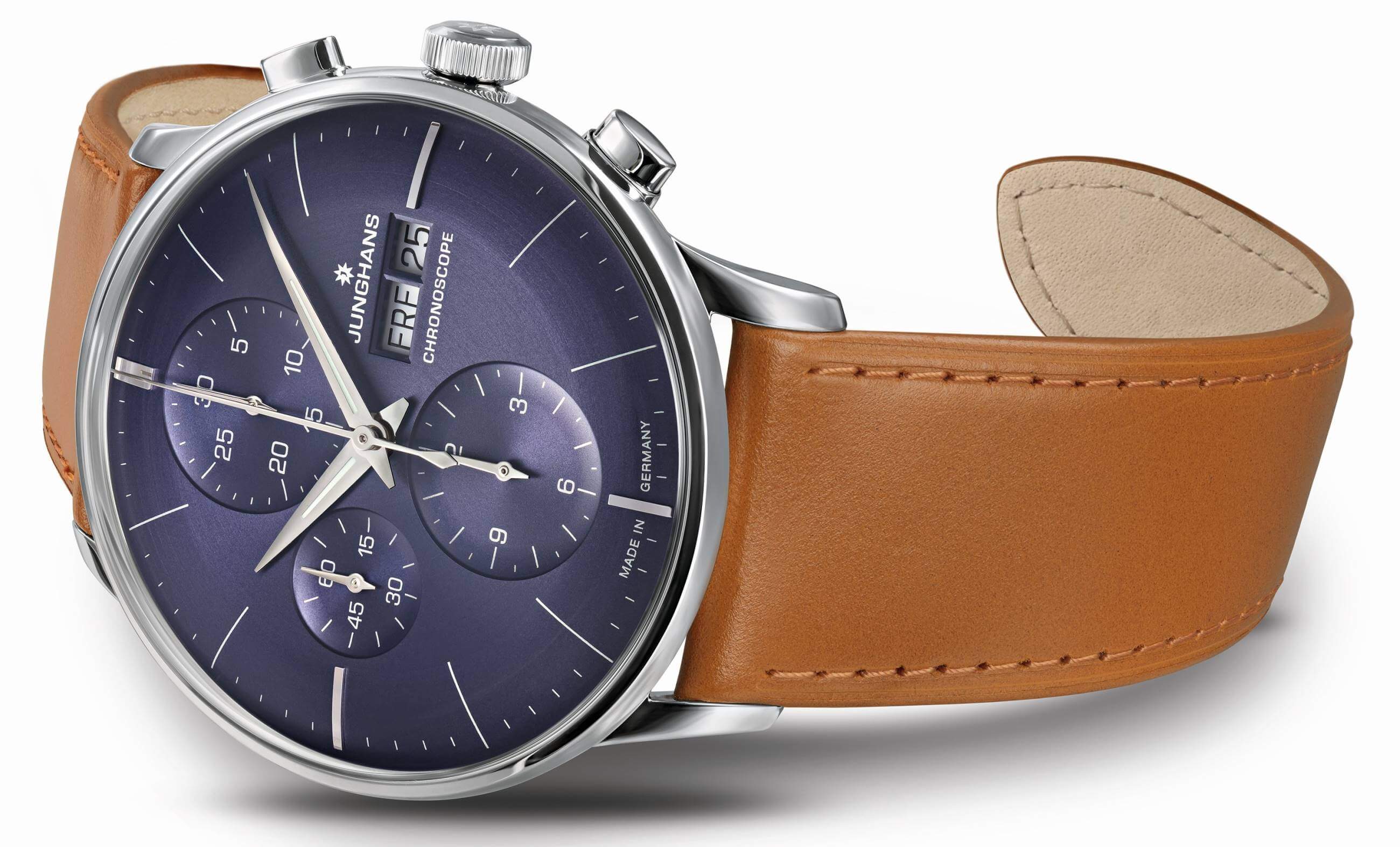 Junghans -Meister Chronoscope Brown Blue Men's Watch Automatic Sapphire Crystal 41mm- 027/4526.02