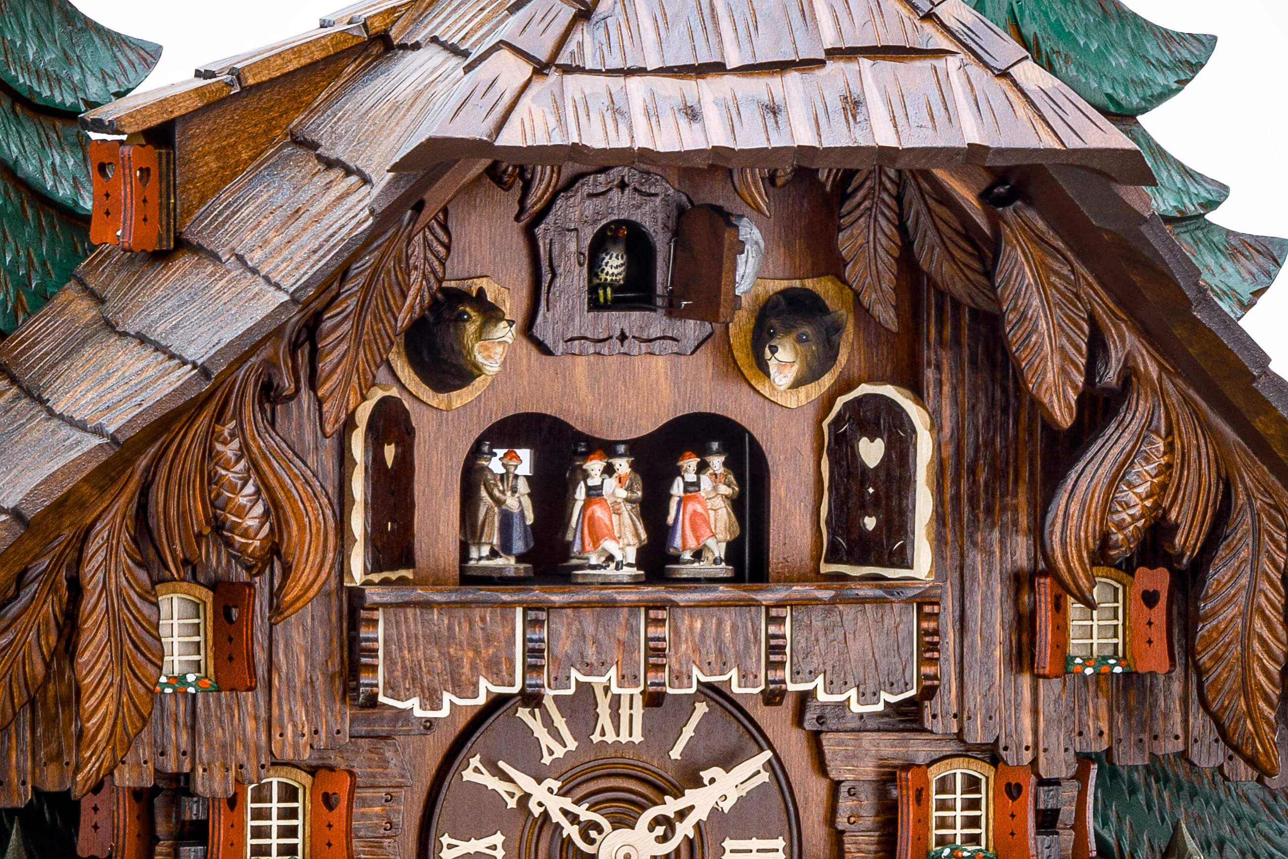 Hekas -Kuckucksuhr 8-Tage Laufwerk Musik Haus Holzschleipfer 76cm- 3765/8 EX