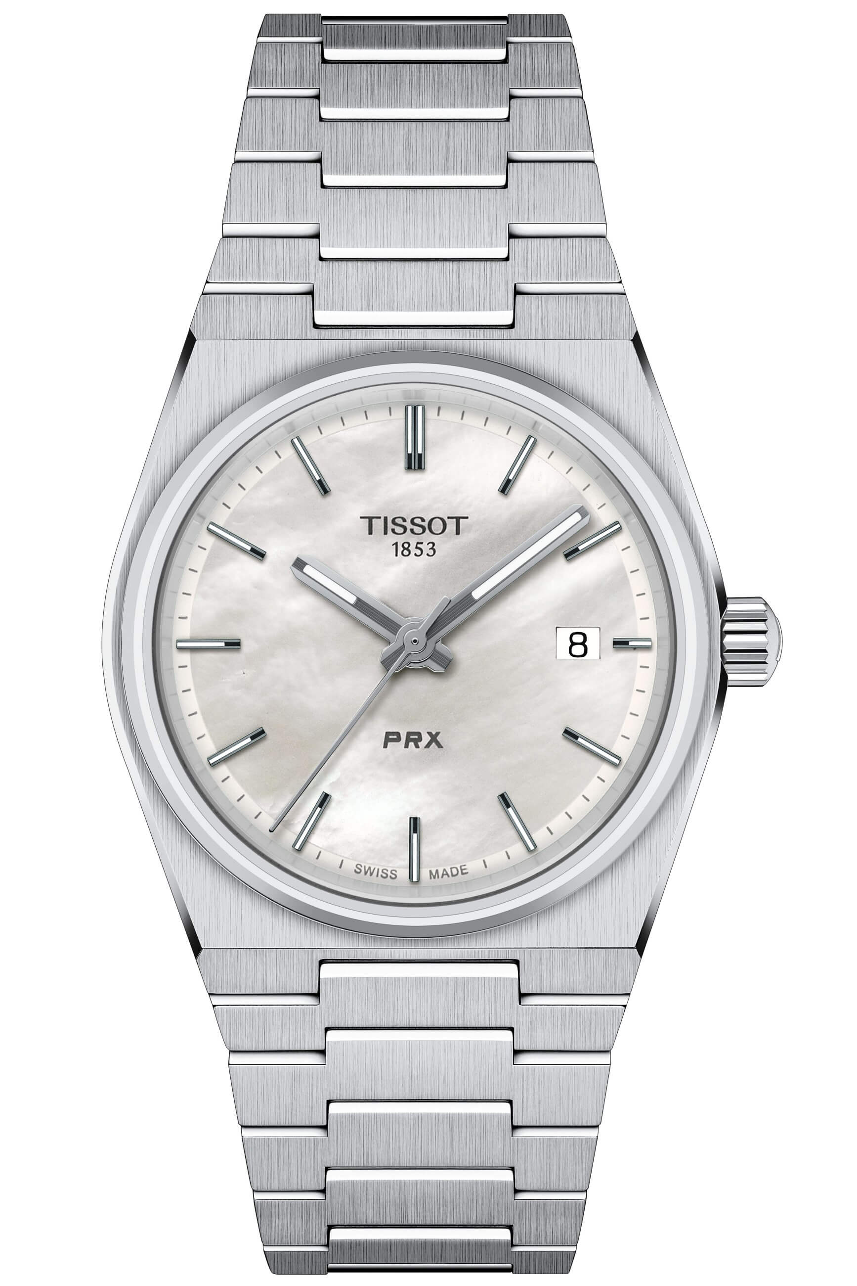TISSOT -PRX Ladies' Watch Silver White Mother-of-Pearl Quartz Sapphire Crystal 35mm- T137.210.11.111.00