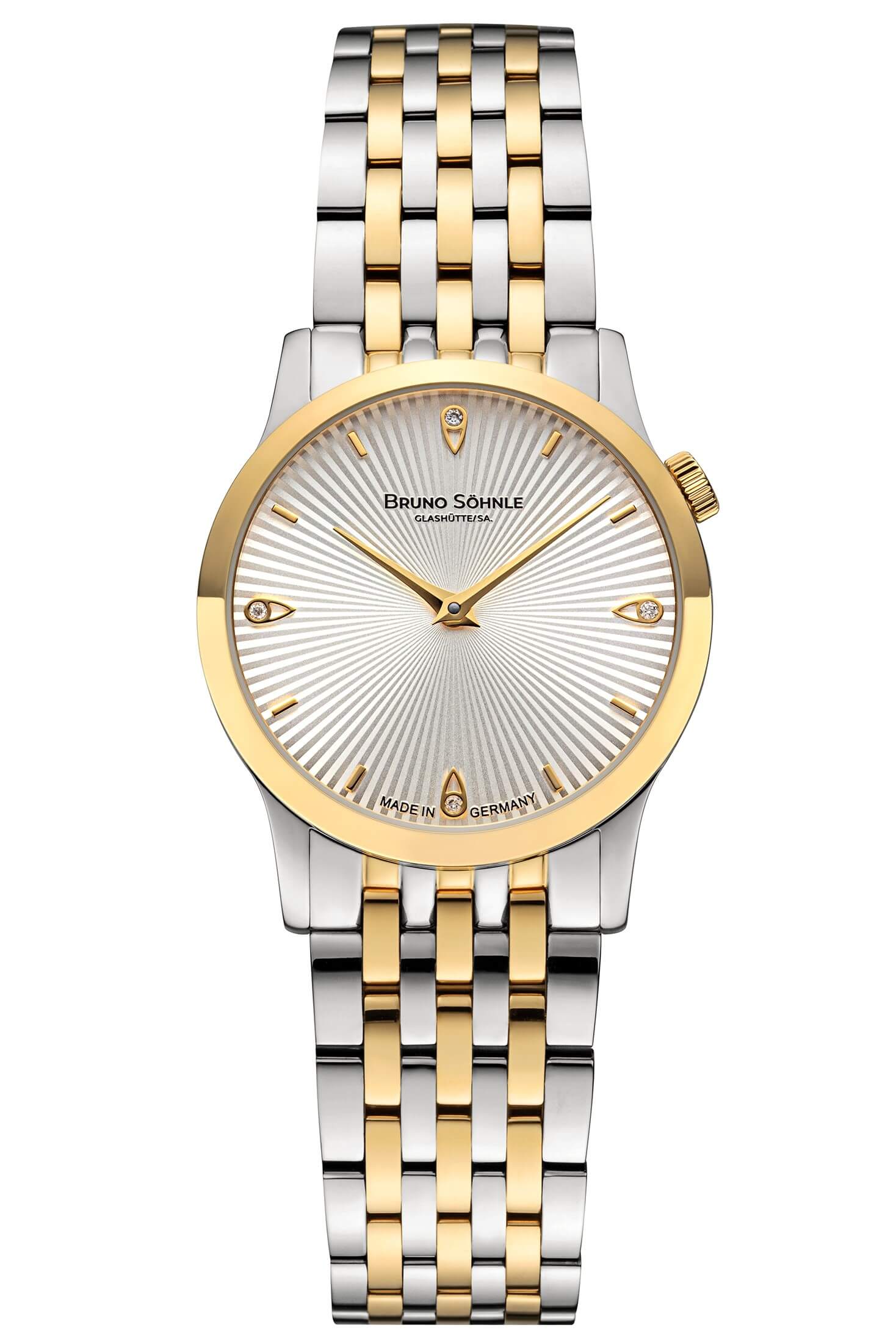 Bruno Söhnle -Bologna IV Damenuhr Silber Bicolor Quarz Saphirglas 29mm- 17-23231-240
