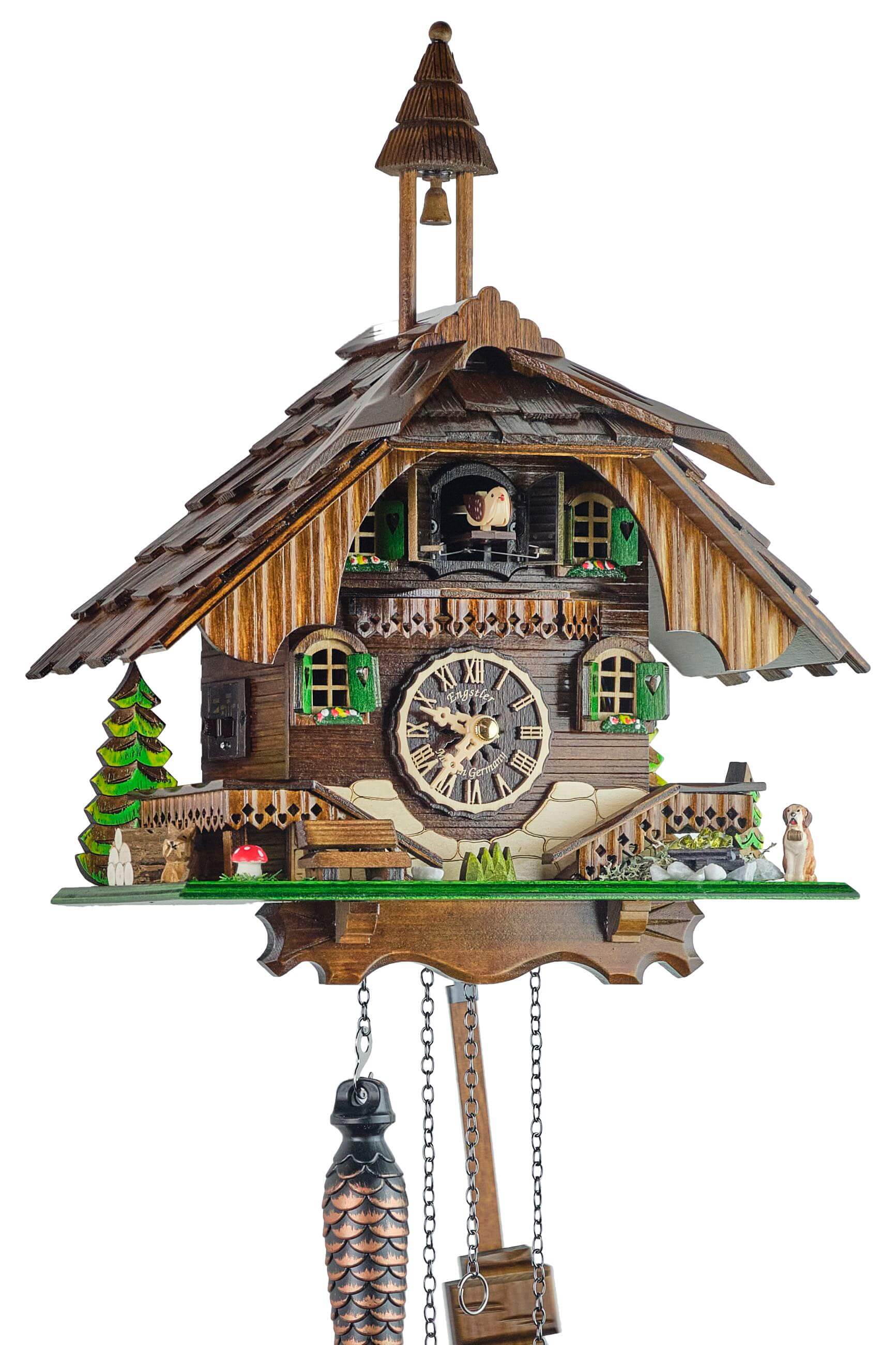 Engstler -cuckoo clock with illumination house quartz movement 34cm- 444/50 QM